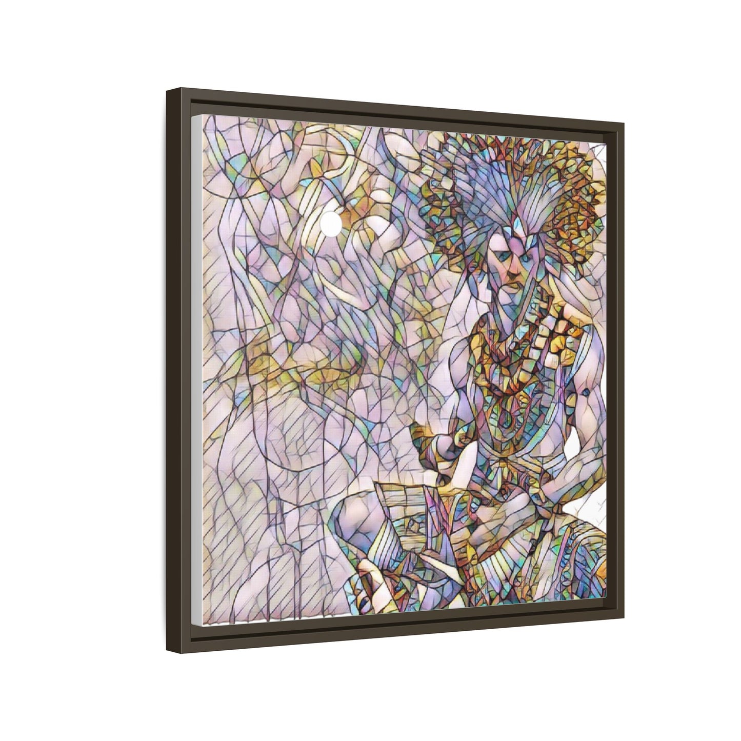 Framed Matte Canvas Art — Colorful Tribal Warrior Illustration