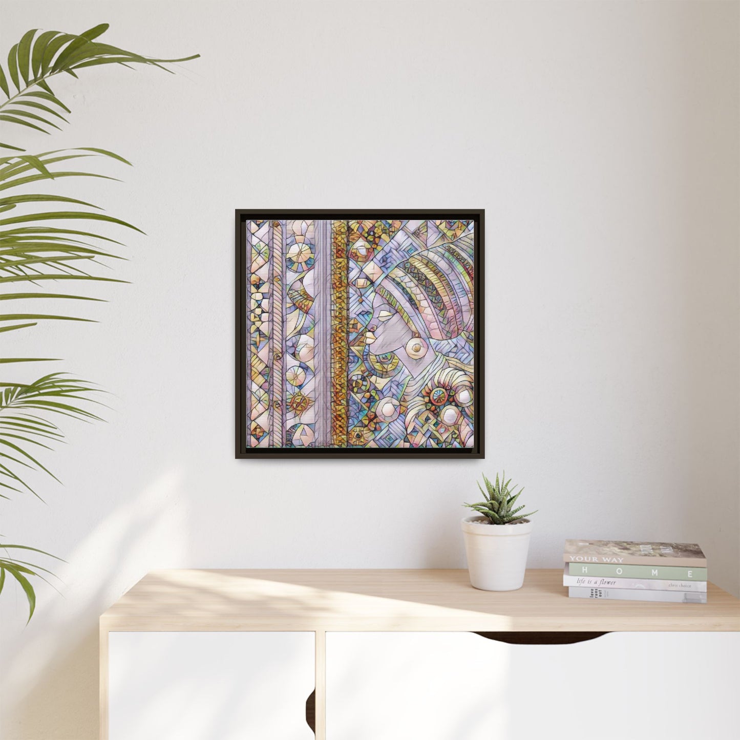 Afrocentric Stained-Glass Portrait Matte Framed Canvas