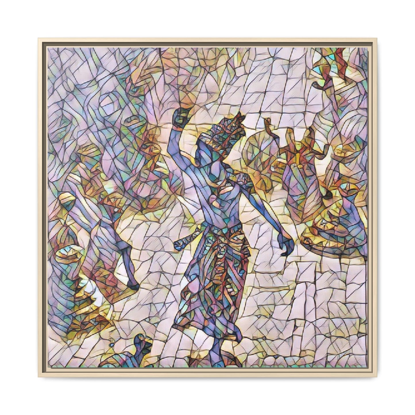 Framed Canvas Art — Colorful Mosaic Krishna Dance Print