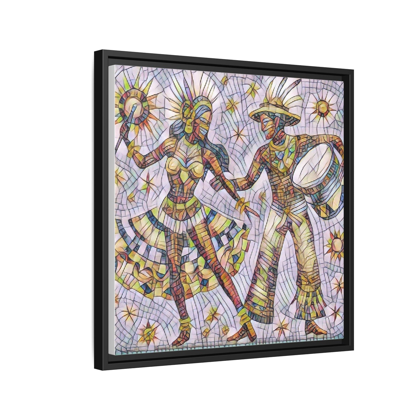 Carnival Dancers Framed Canvas Art — Colorful Samba Rhythm Wall Decor