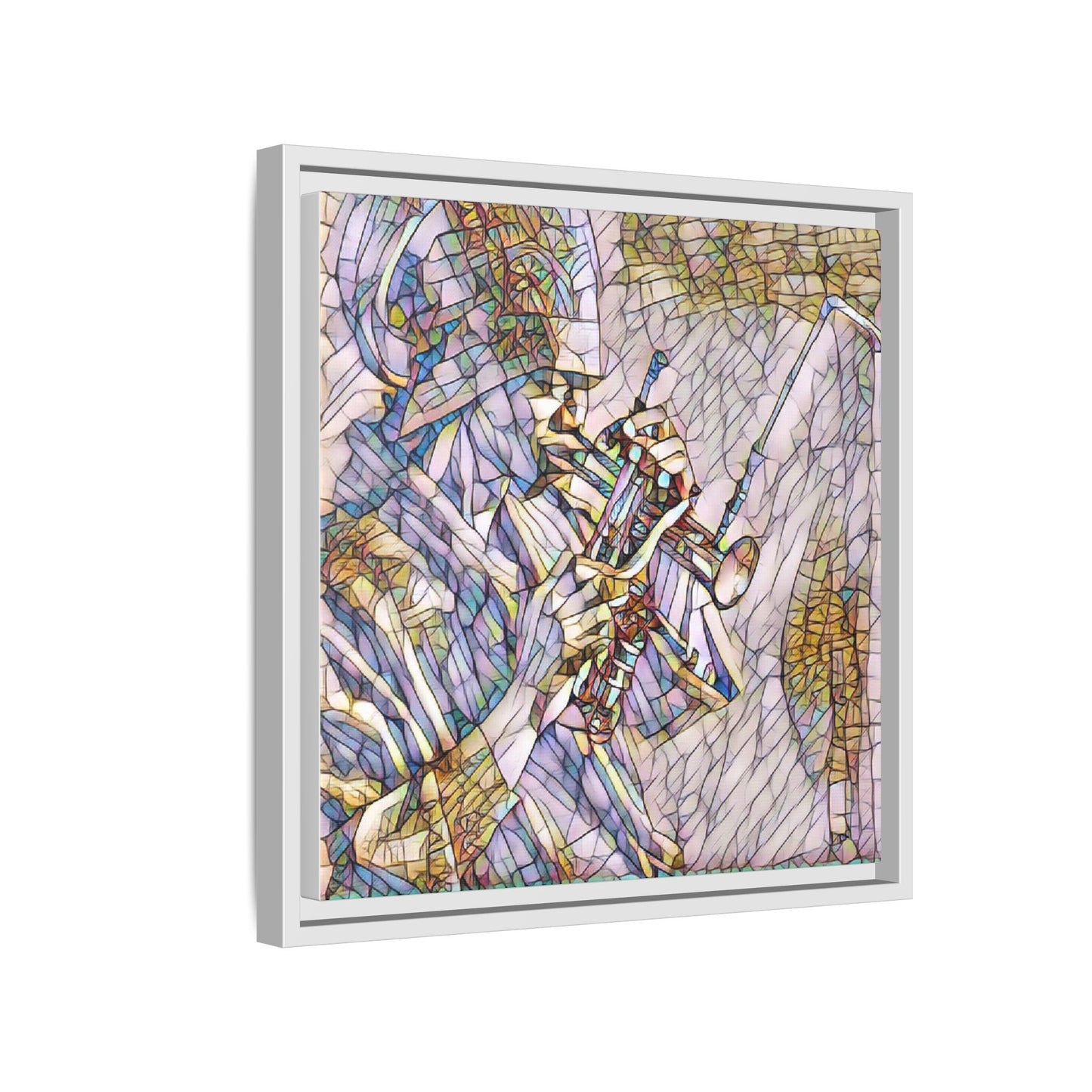 Framed Abstract Trumpet Player Matte Canvas Art