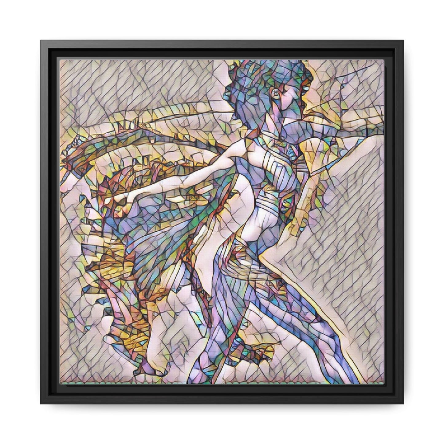 Abstract Stained-Glass Dancer Framed Canvas Art