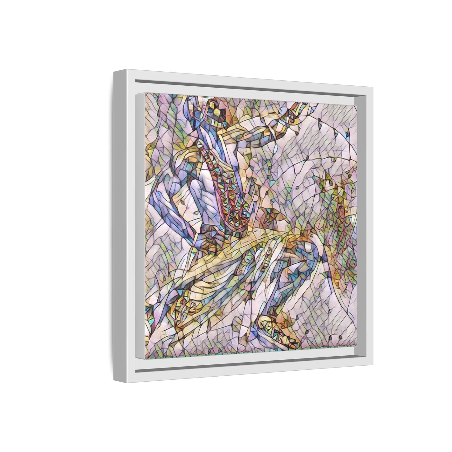 Abstract Stained-Glass Dancers — Framed Matte Canvas Art