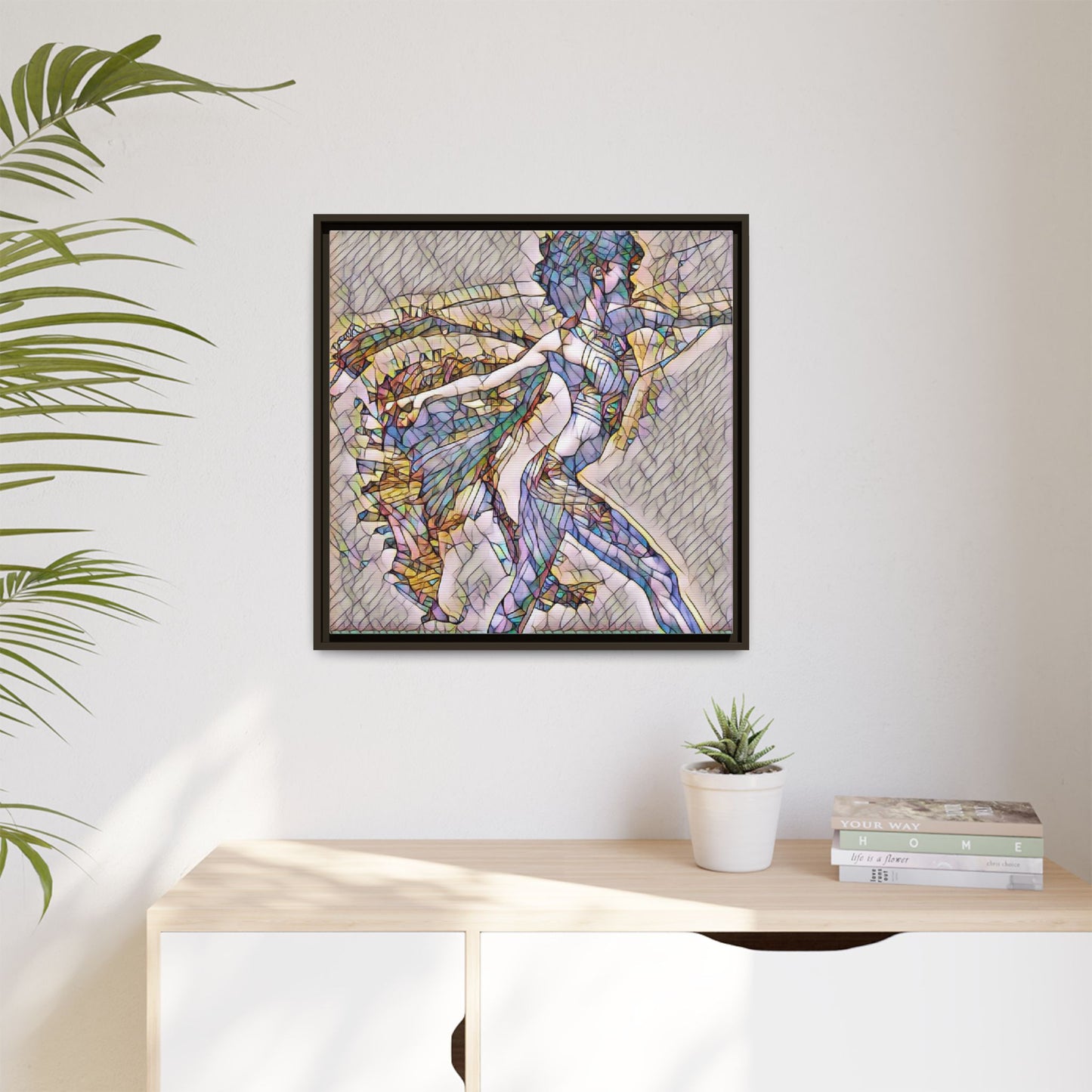 Abstract Stained-Glass Dancer Framed Canvas Art