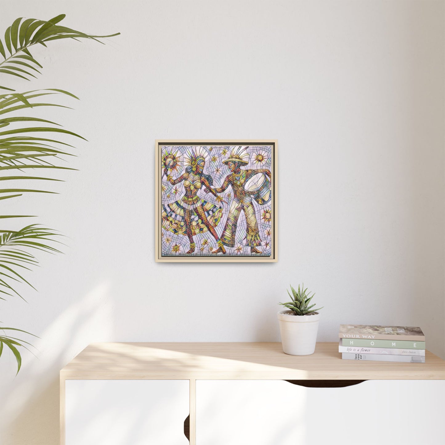 Carnival Dancers Framed Canvas Art — Colorful Samba Rhythm Wall Decor