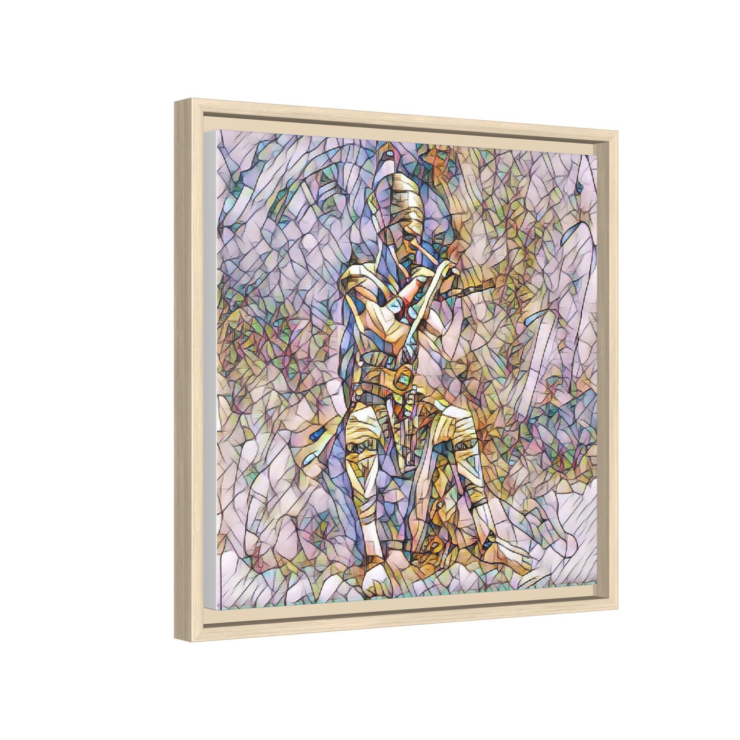 Framed Matte Canvas - Stained Glass Knight Artwork