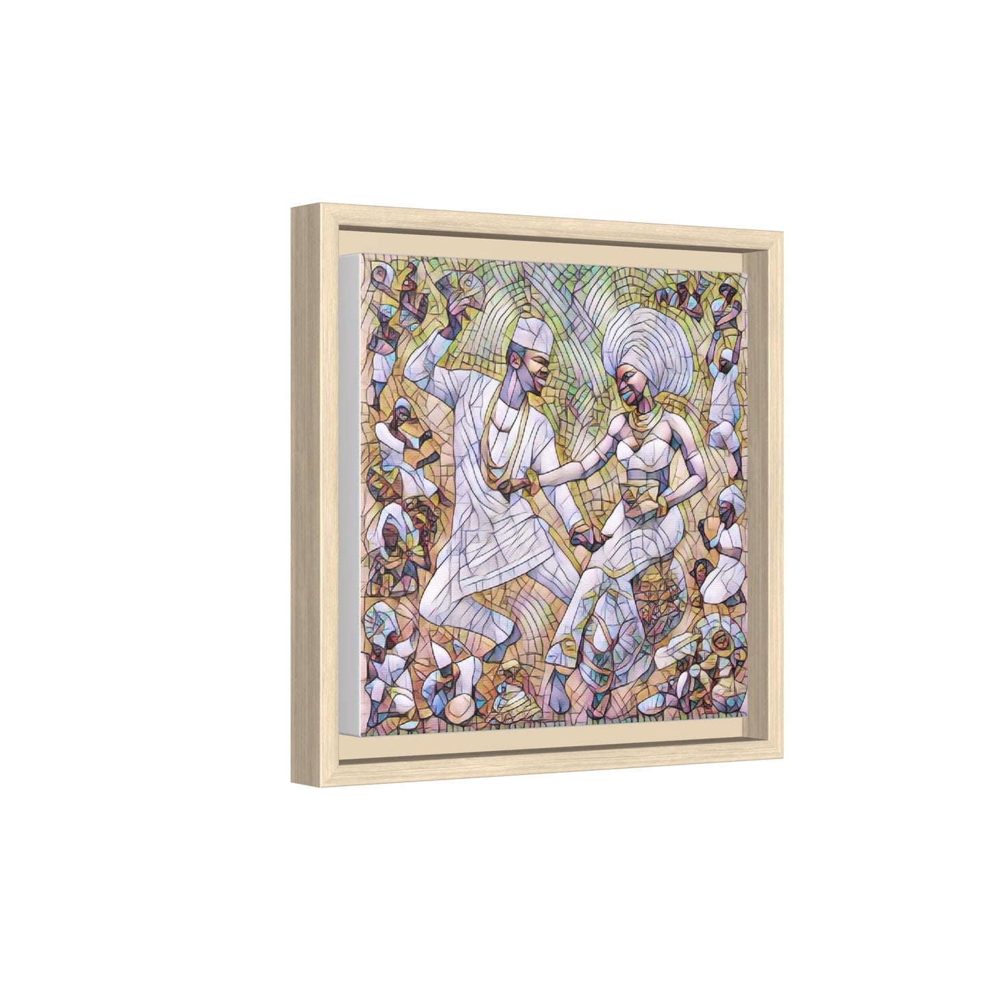 Afrobeat Celebration Matte Framed Canvas — Vibrant Dancers Wall Art
