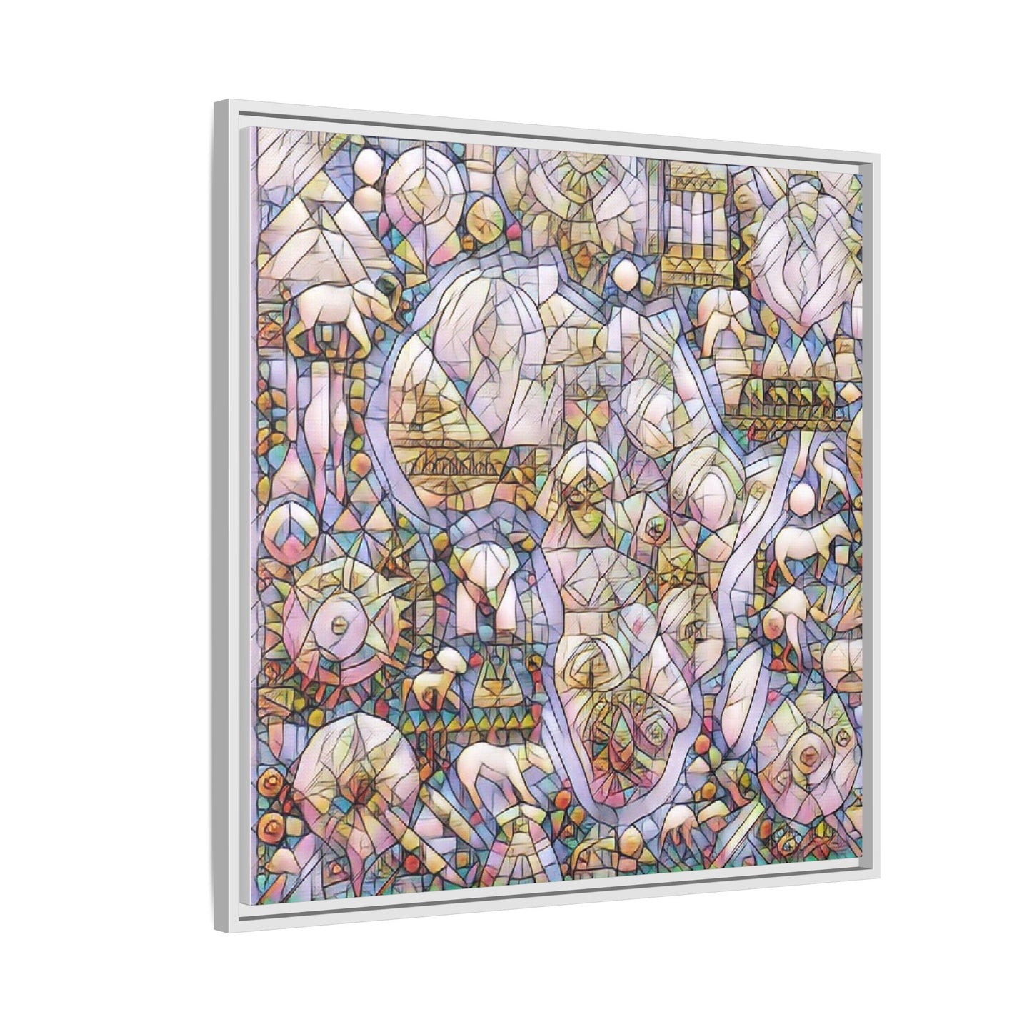 Abstract Stained-Glass Style Framed Canvas Print