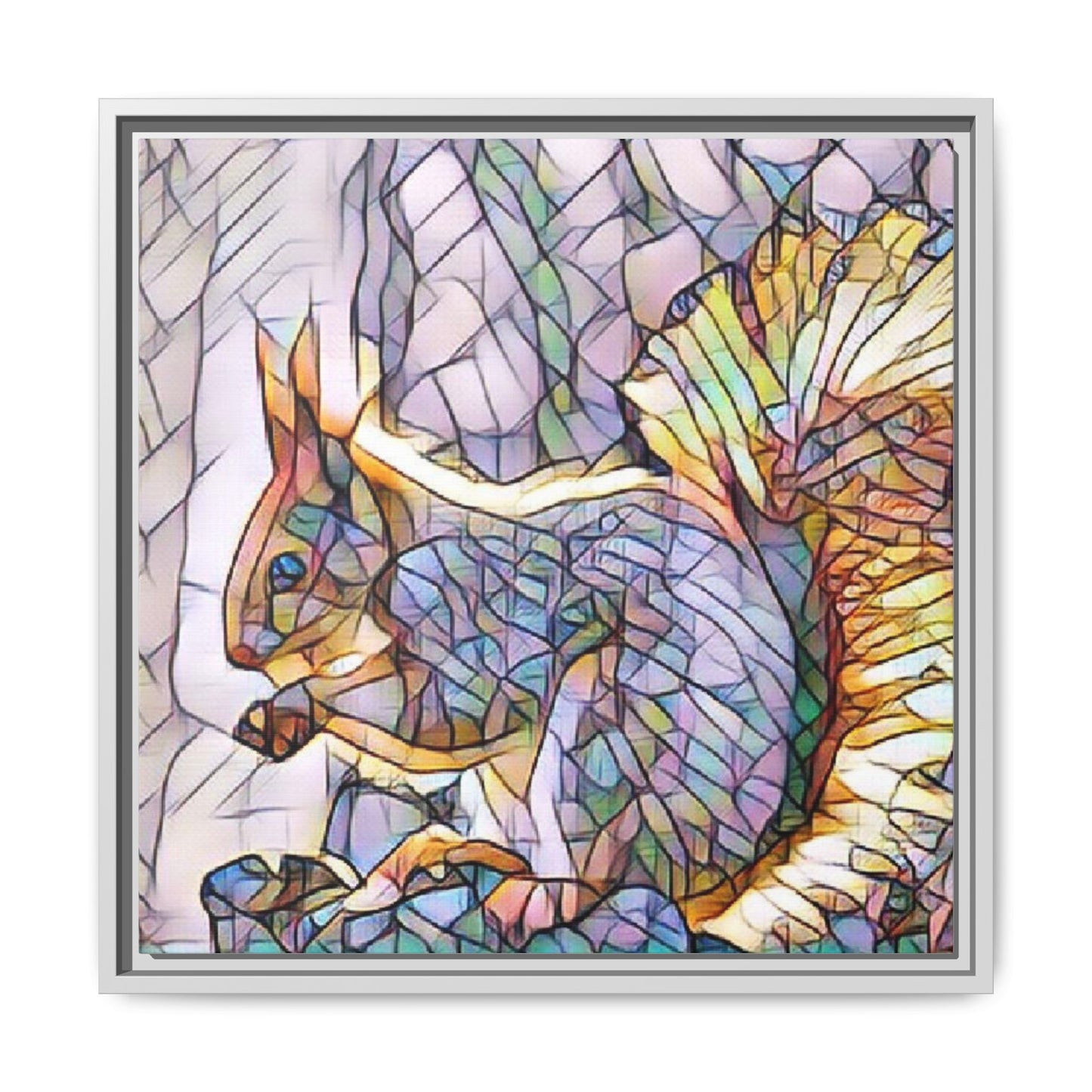Framed Squirrel Mosaic Matte Canvas Wall Art