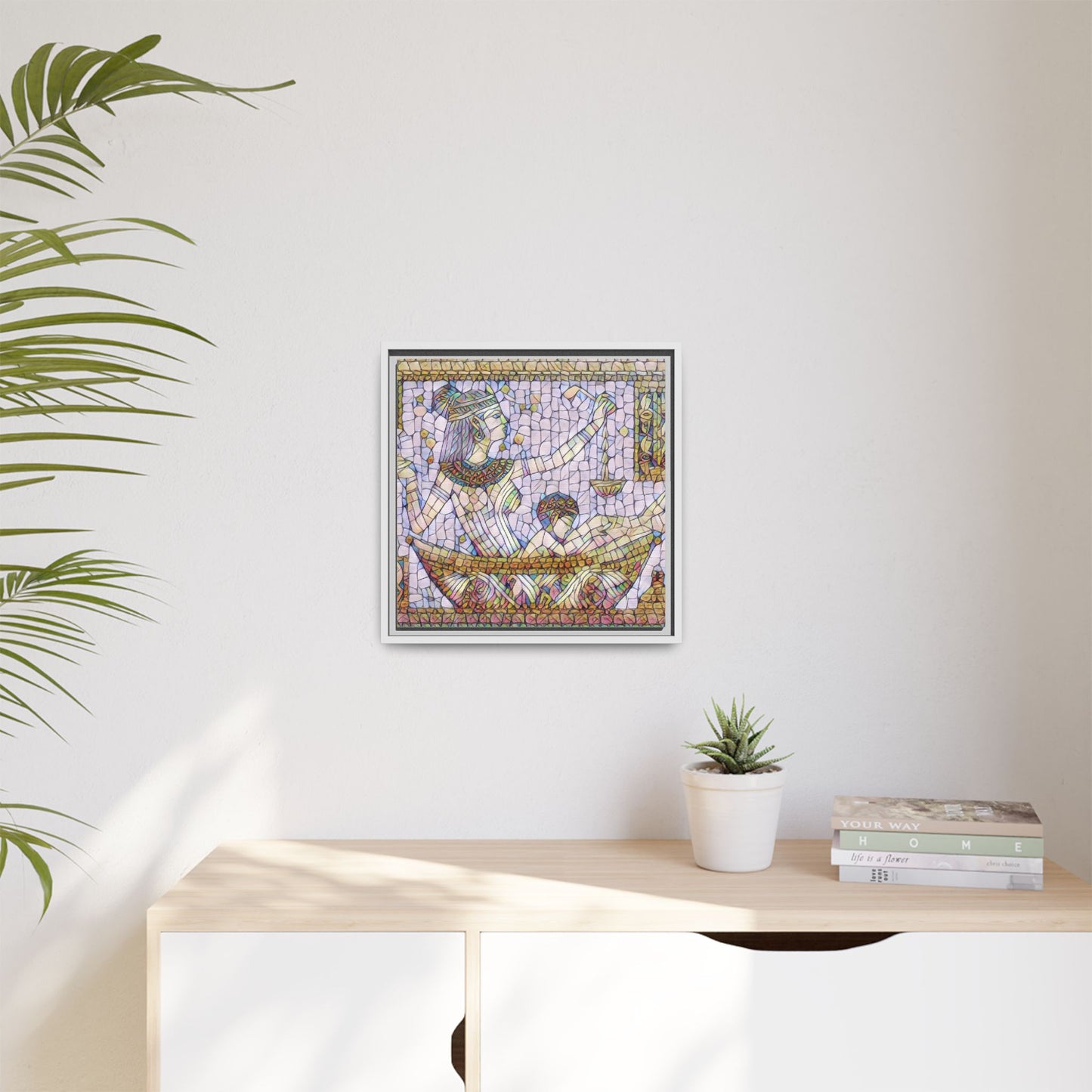 Egyptian Mosaic Goddess Matte Canvas Print (Framed)