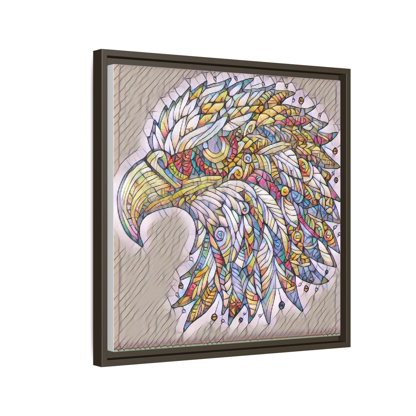 Colorful Eagle Head Matte Framed Canvas Art