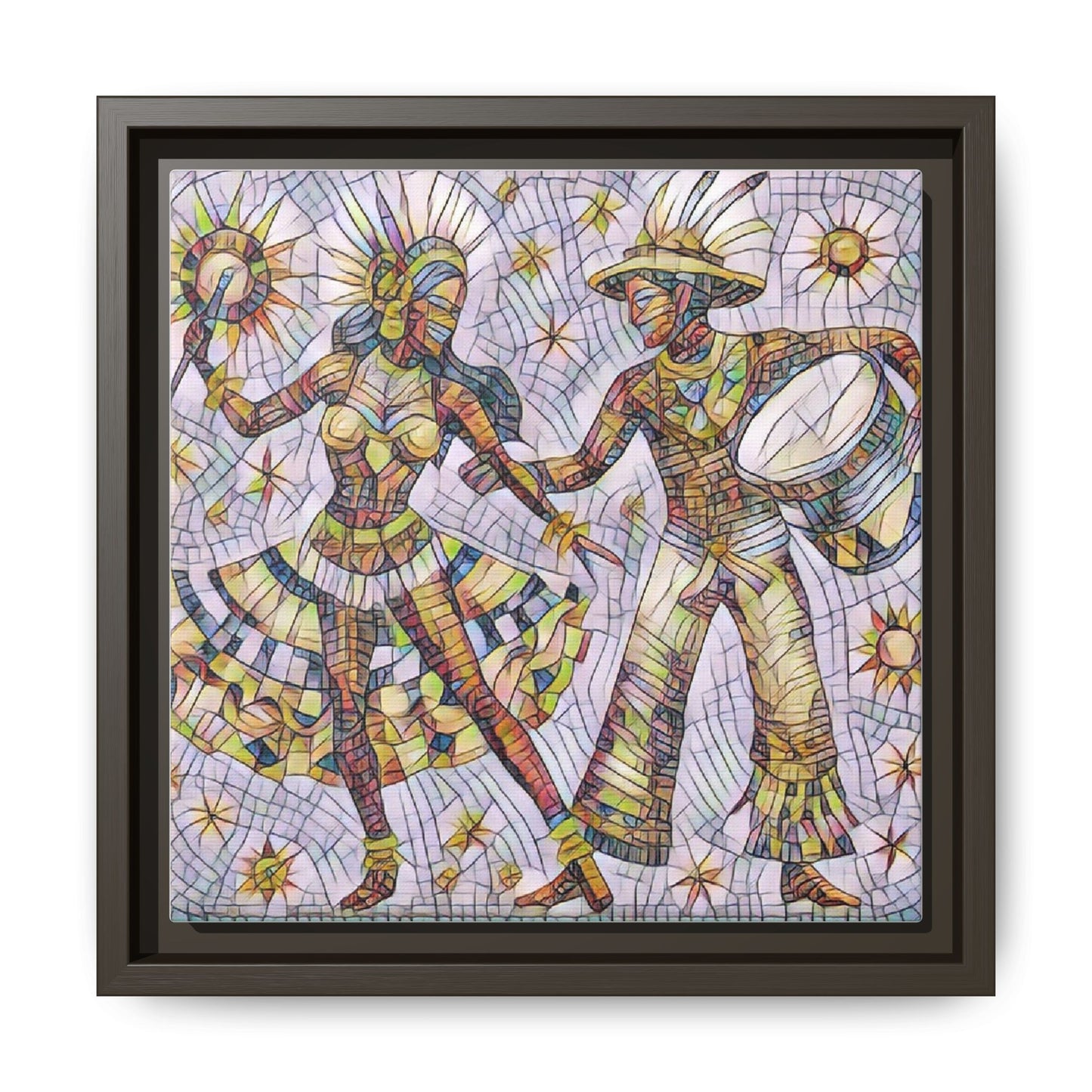 Carnival Dancers Framed Canvas Art – Colorful Samba Couple Print