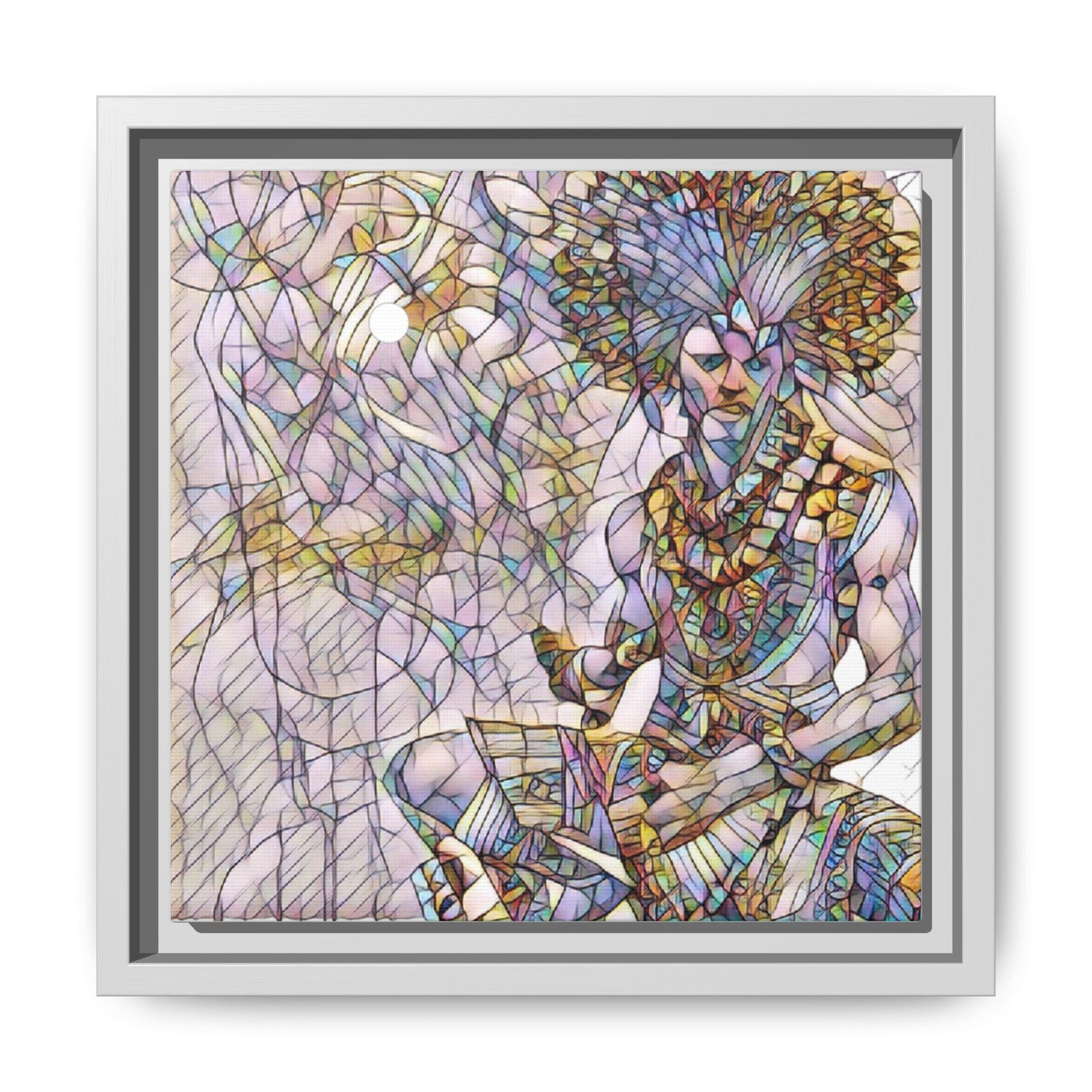 Framed Matte Canvas Art — Colorful Tribal Warrior Illustration