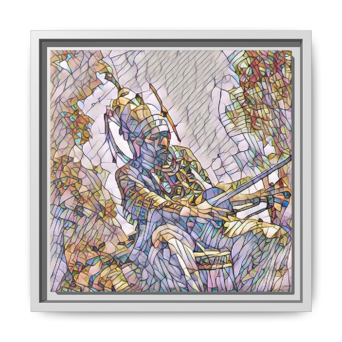 Framed Archery Canvas Print — Stained-Glass Archer Wall Art