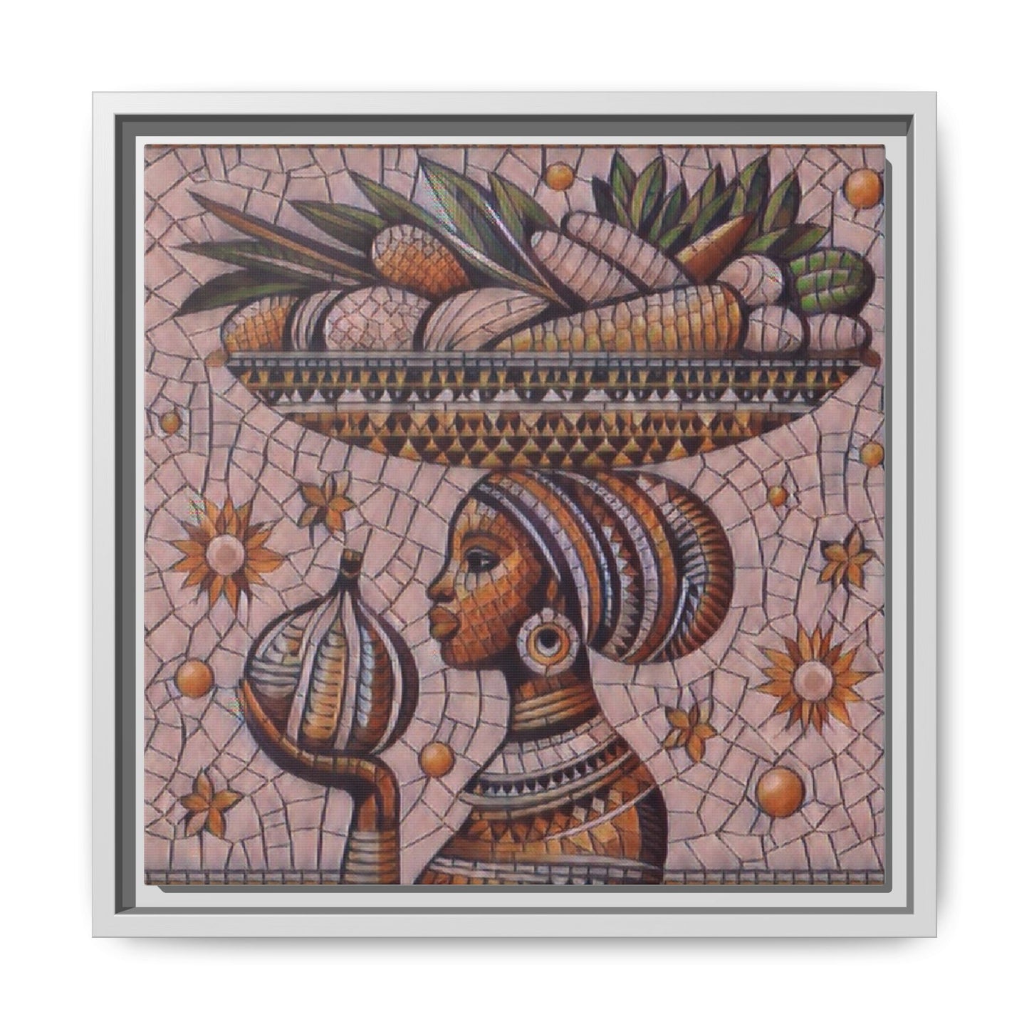 Egyptian Mosaic Goddess Matte Framed Canvas Wall Art