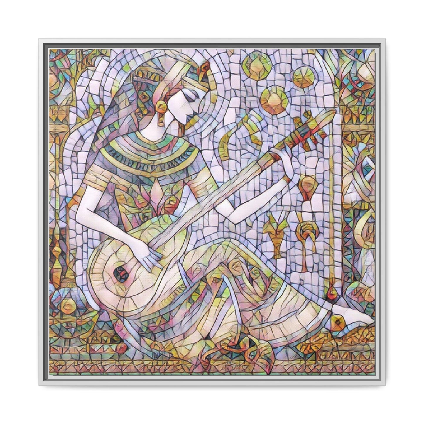 Egyptian Muse Mosaic Matte Canvas Framed Wall Art