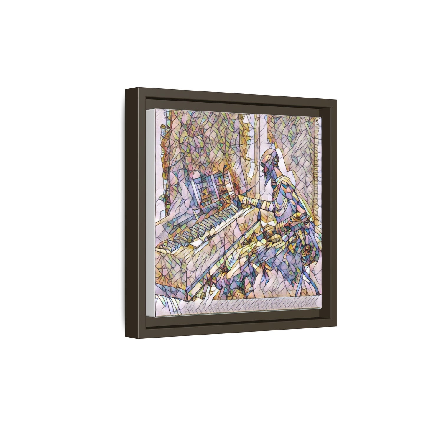 Framed Matte Canvas Art — Colorful Abstract Musician at Piano