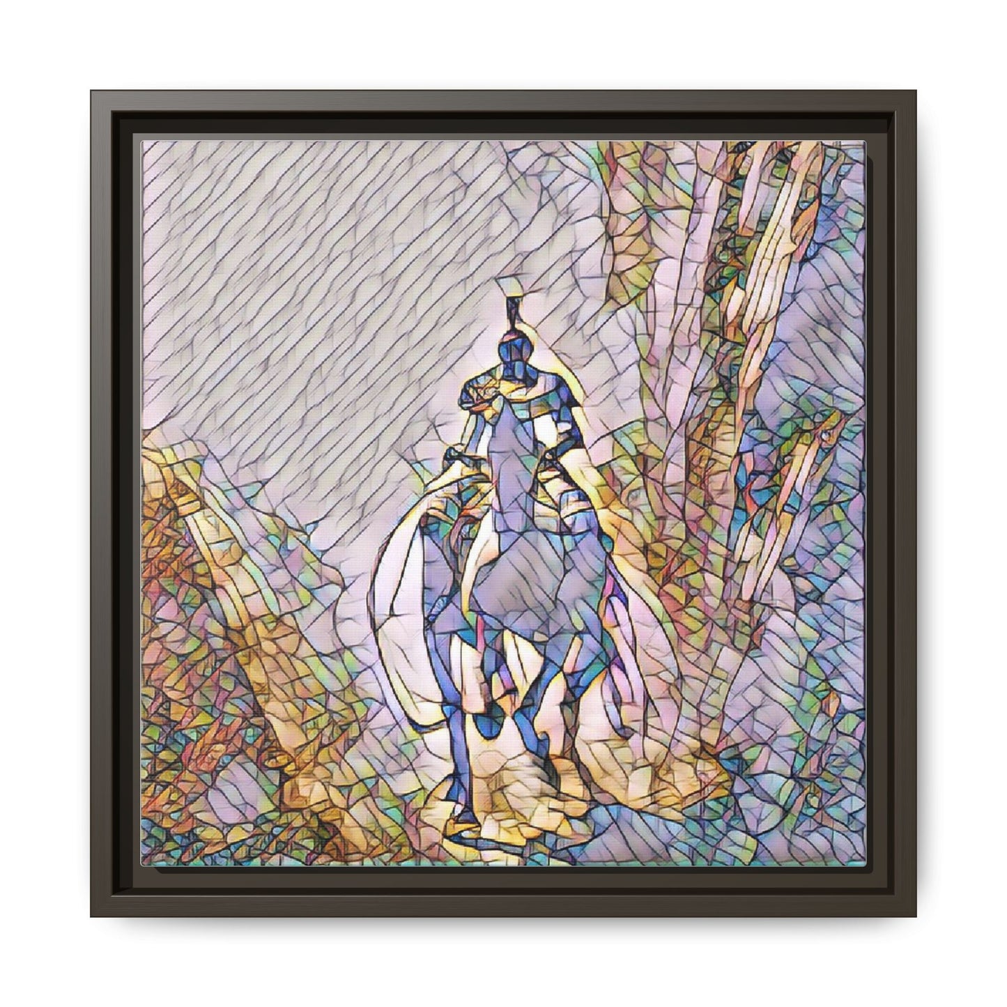 Stained-Glass Knight Matte Framed Canvas Wall Art