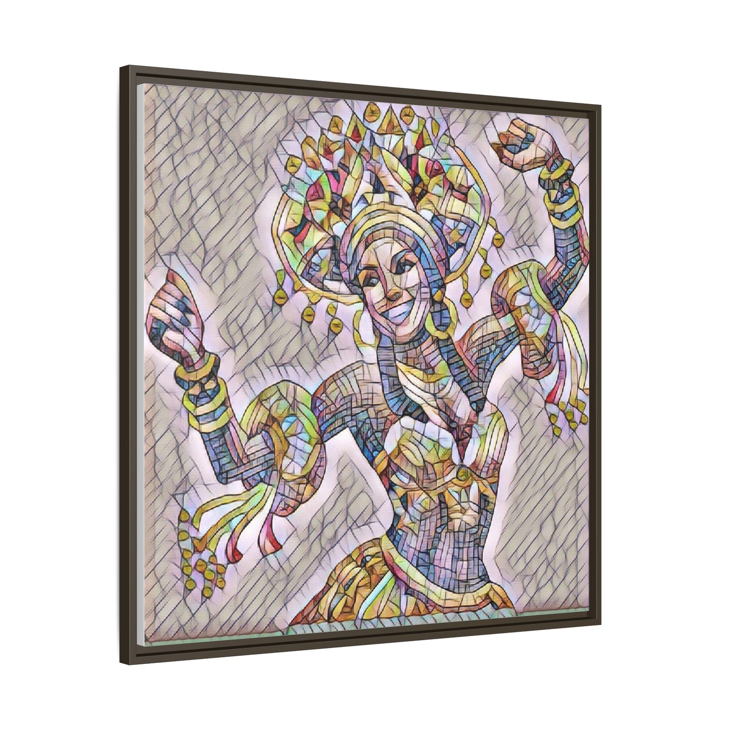 Framed Matte Canvas: Colorful Carnival Dancer Artwork – Vibrant Ethnic Dance Wall Art