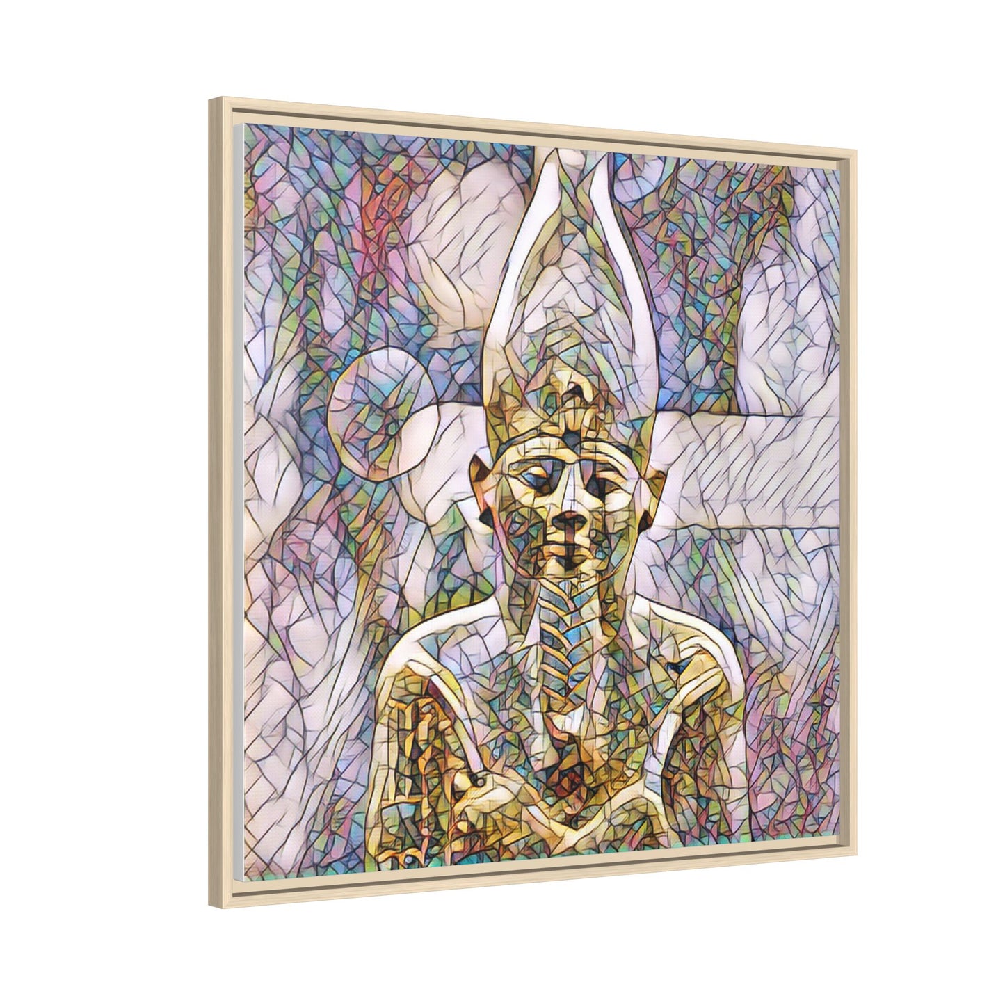Egyptian Pharaoh Stained-Glass Style Matte Canvas Print, Framed