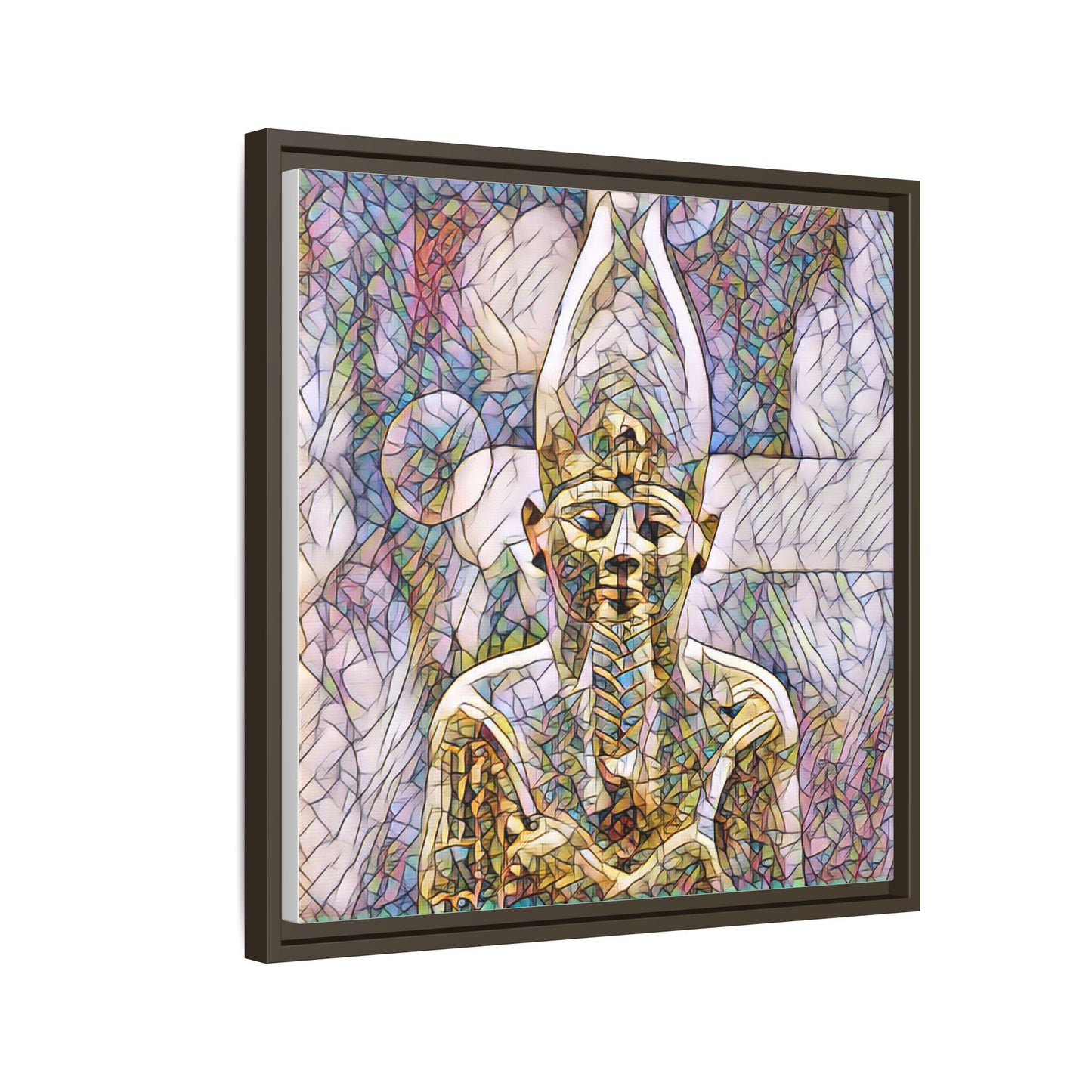 Egyptian Pharaoh Stained-Glass Style Matte Canvas Print, Framed