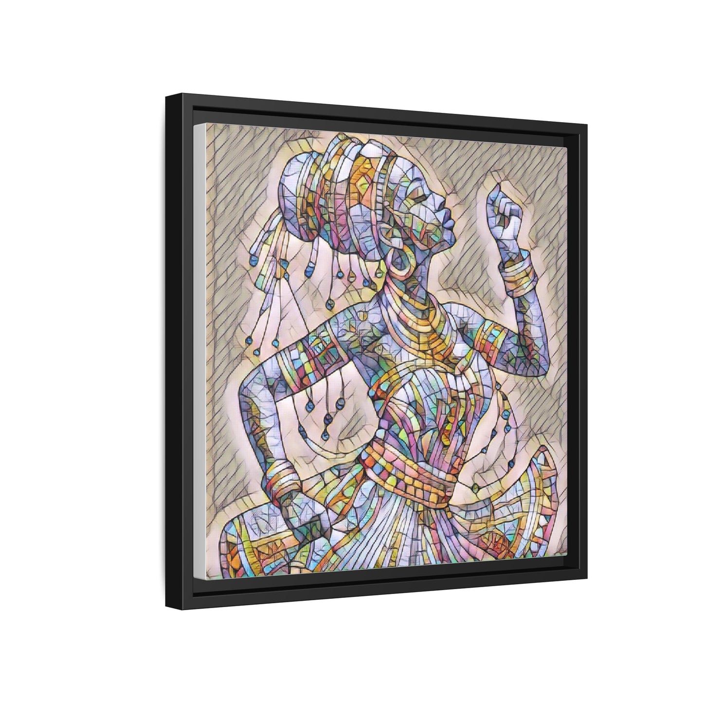 Framed Canvas Art — Colorful Mosaic Dancer