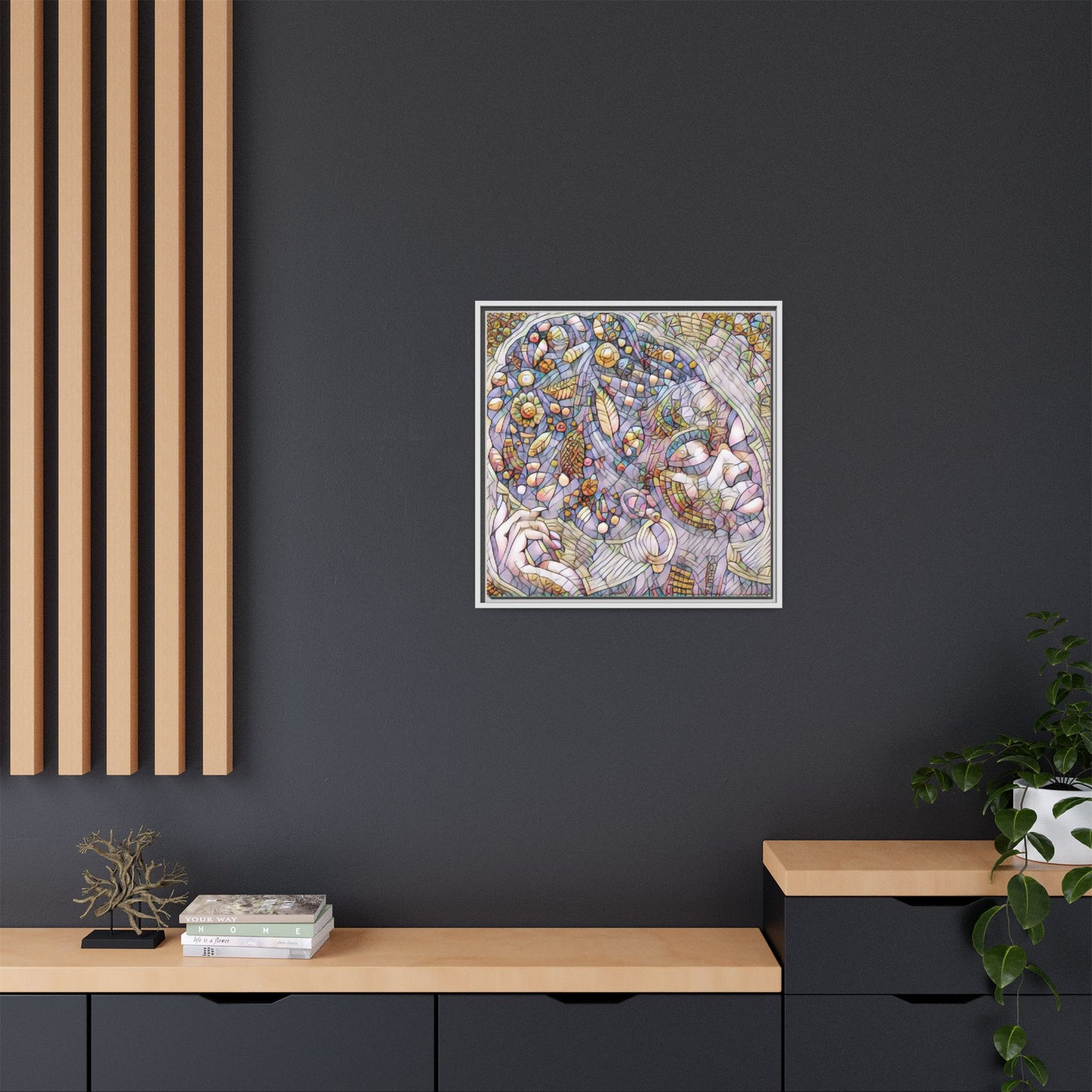 Bohemian Mosaic Woman Matte Canvas Framed Wall Art