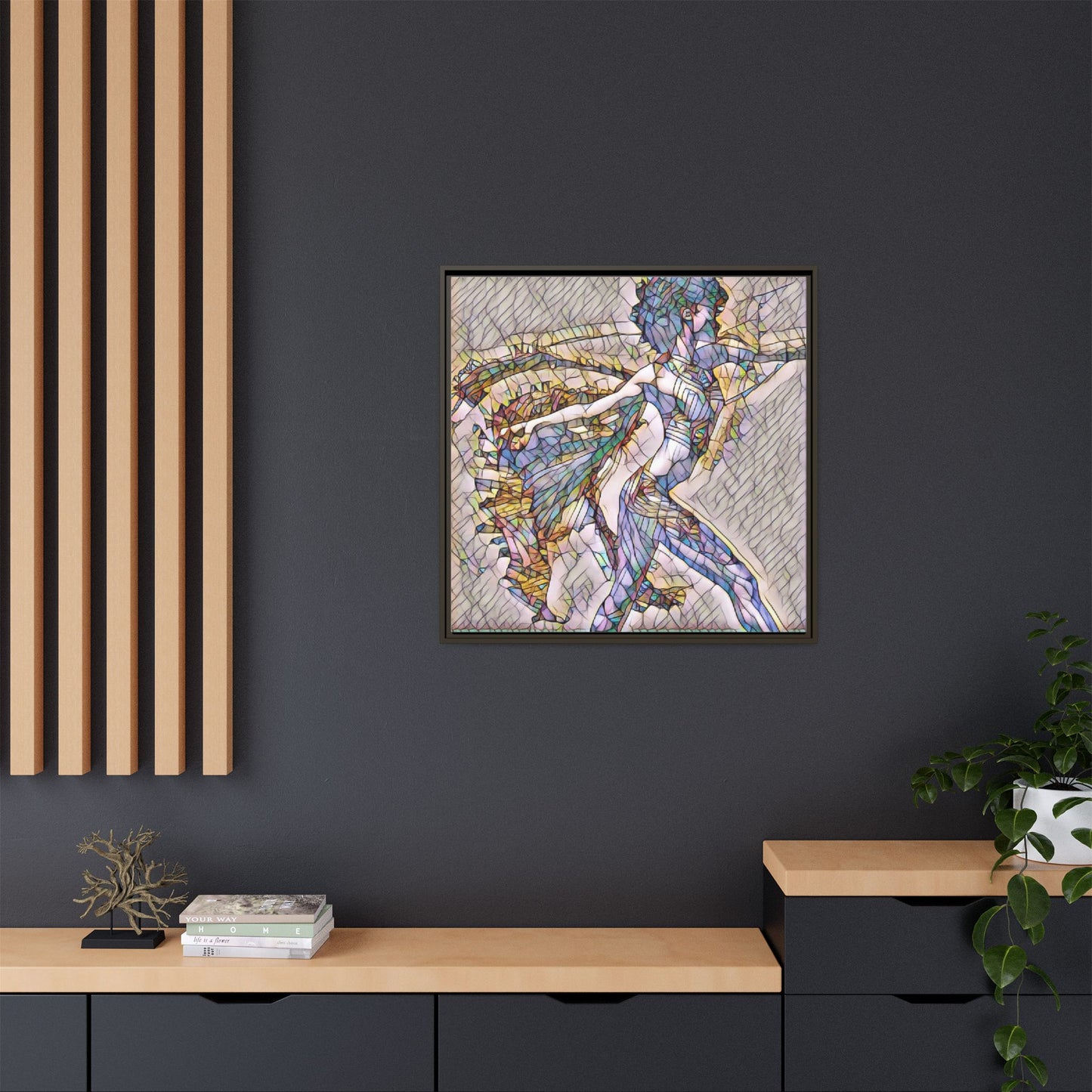 Abstract Stained-Glass Dancer Framed Canvas Art