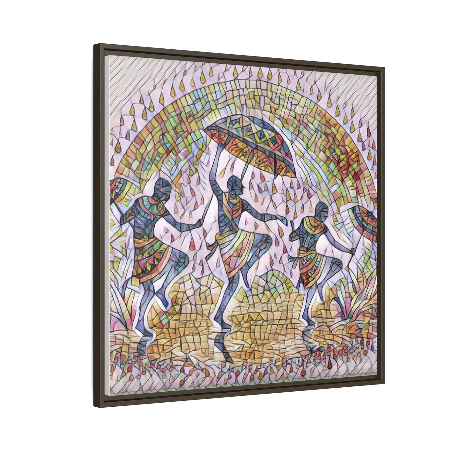 Framed Canvas Art — Colorful African Dance Mosaic