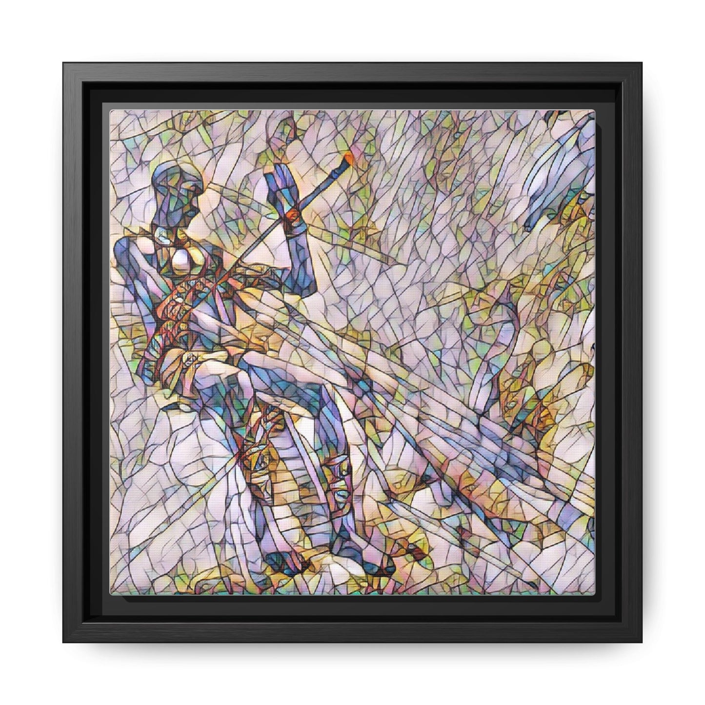 Abstract Stained-Glass Warrior Framed Canvas