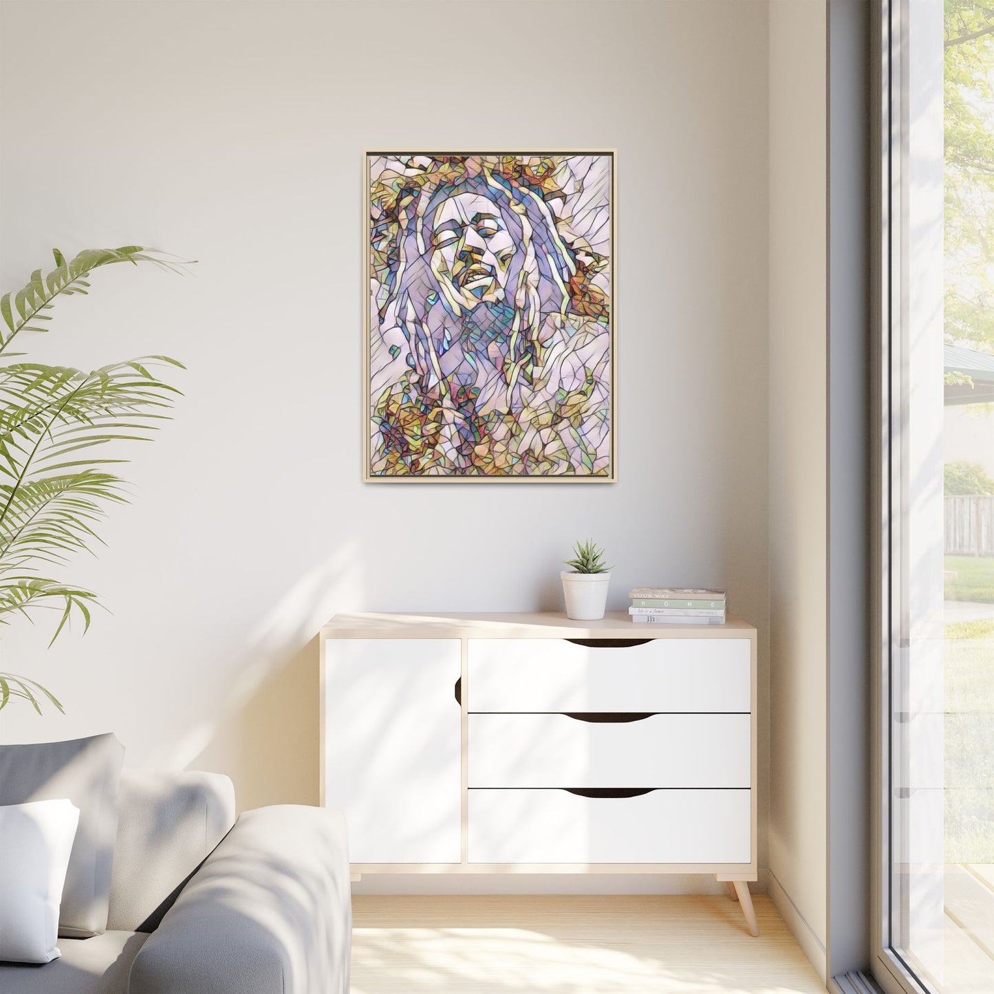 Abstract Multicolor Portrait Matte Canvas Framed Wall Art