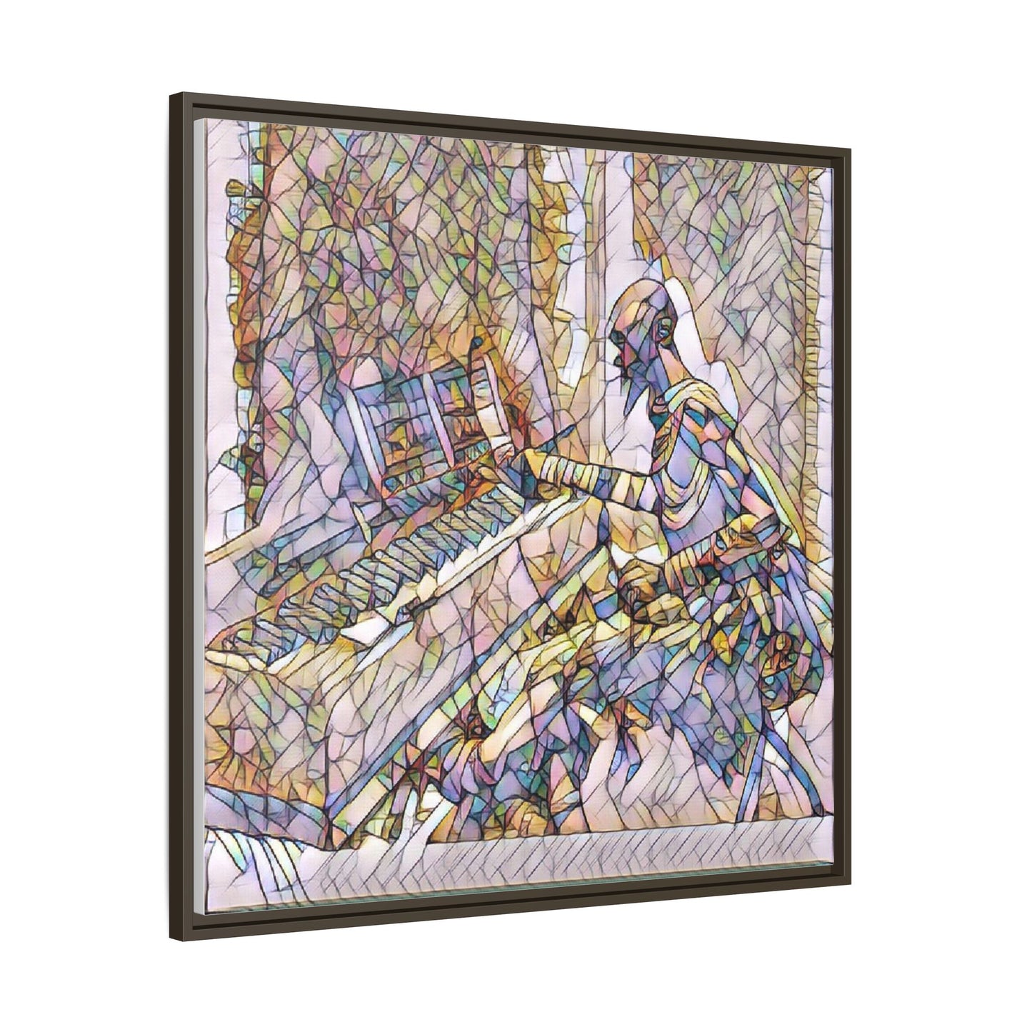 Framed Matte Canvas Art — Colorful Abstract Musician at Piano