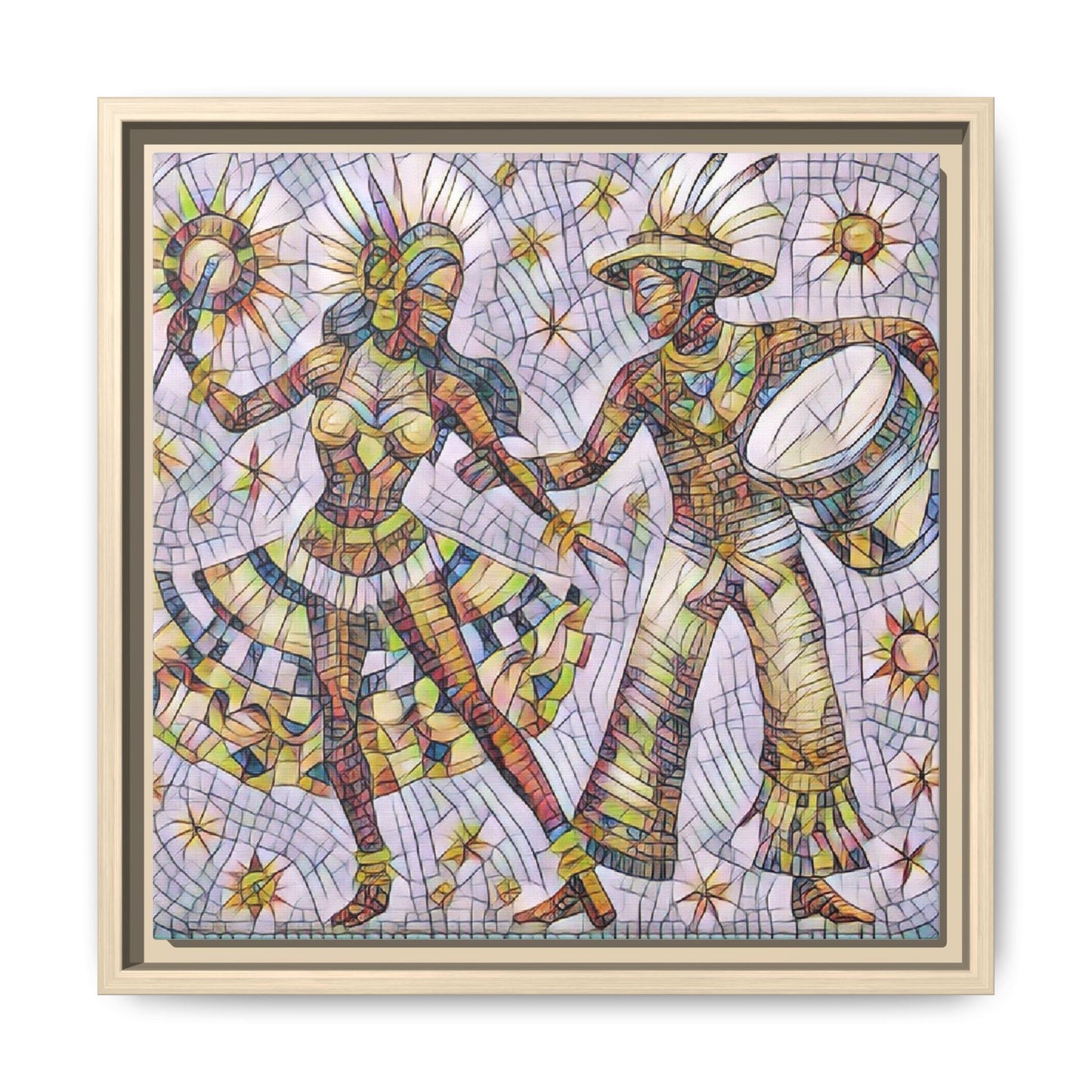 Carnival Dancers Framed Canvas Art – Colorful Samba Couple Print
