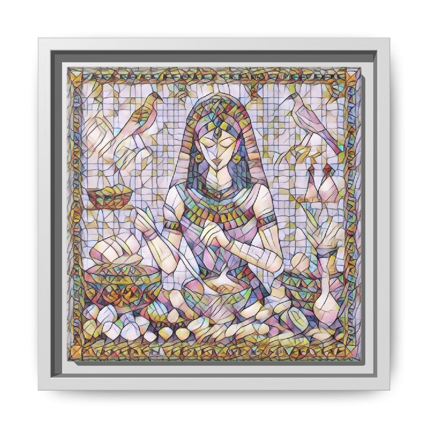 Egyptian Goddess Mosaic Framed Canvas Art