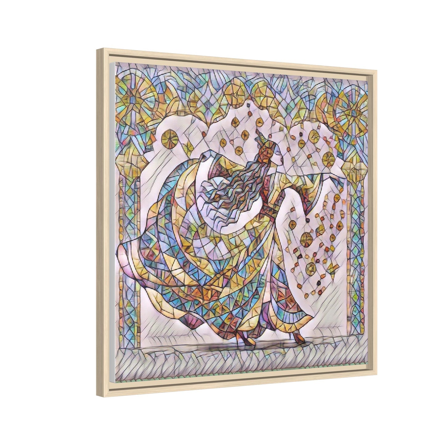 Stained Glass Dancing Dervish Framed Canvas Art