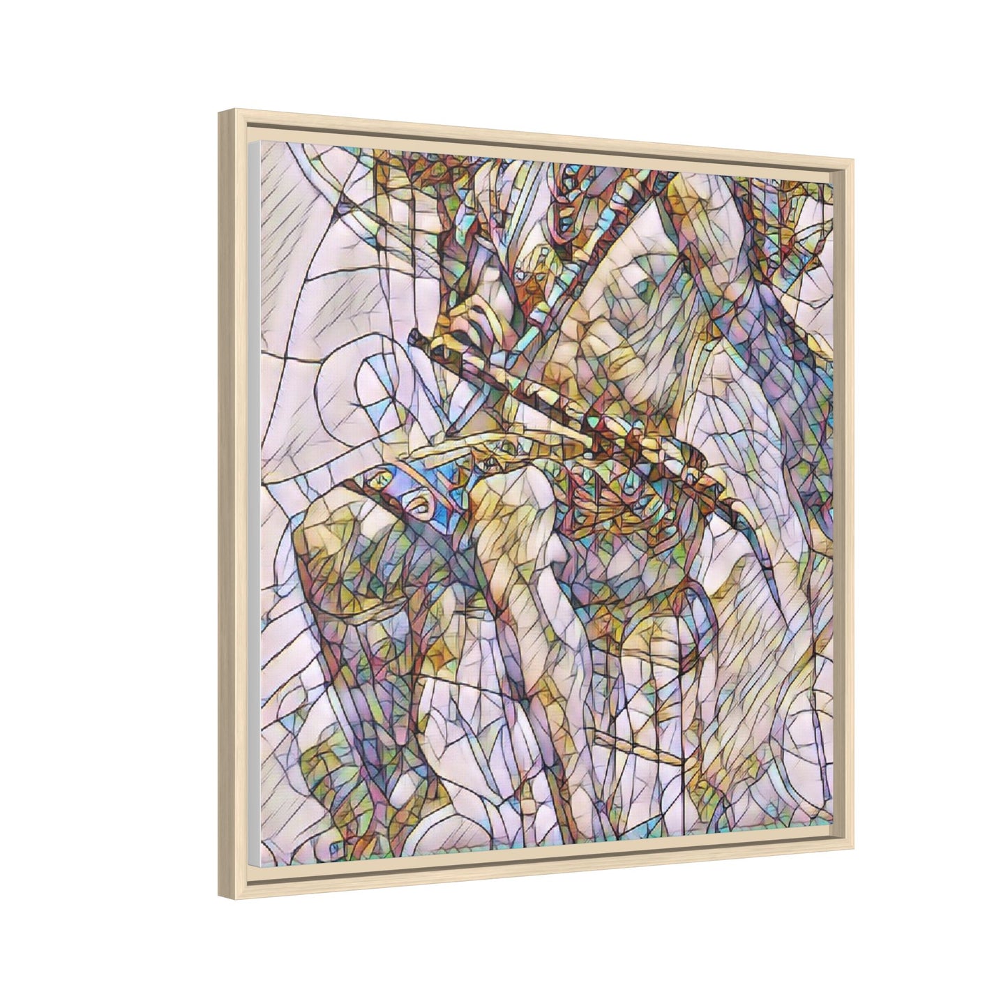 Framed Abstract Musician Canvas Art — Multi‑Color Jazz Saxophone Print