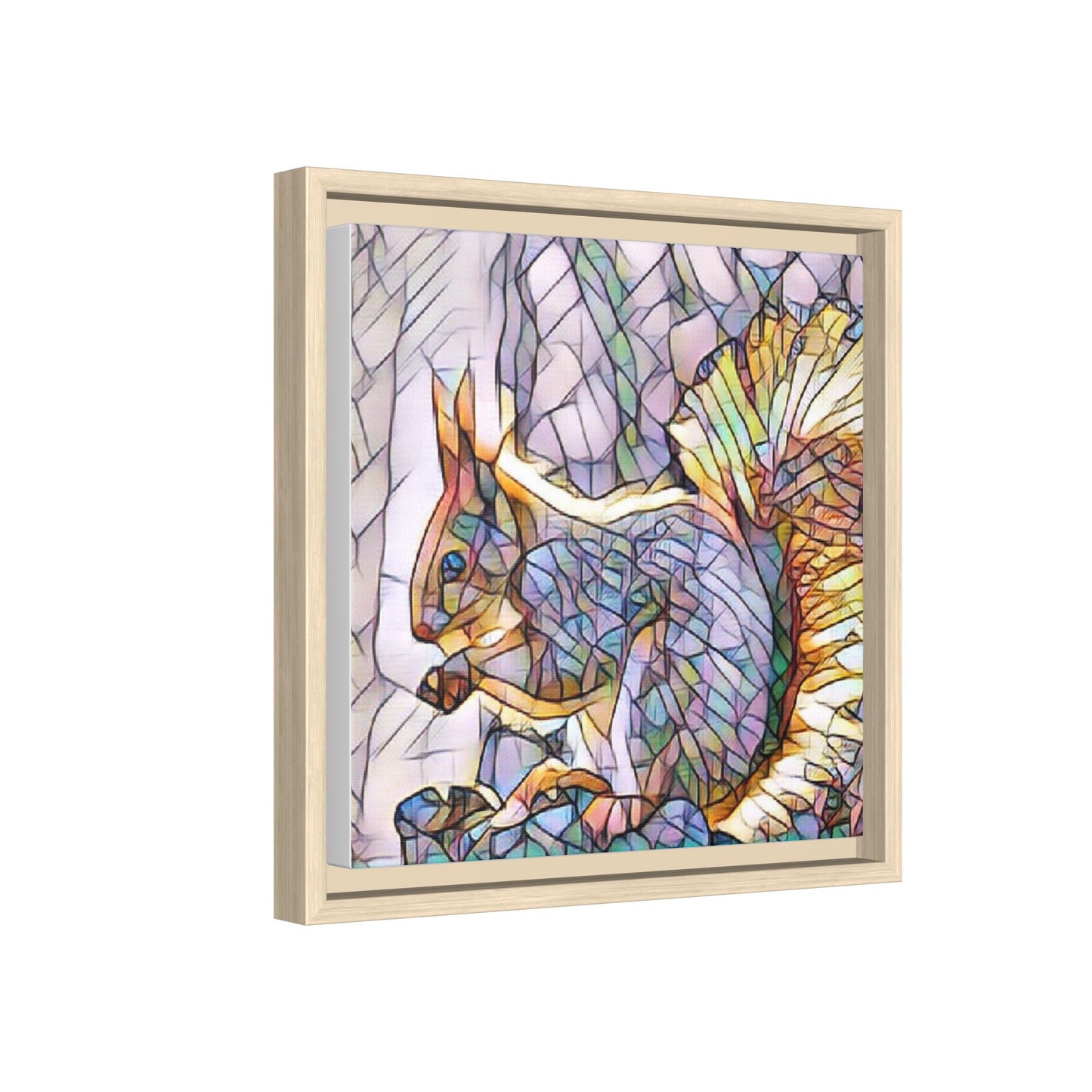Framed Squirrel Mosaic Matte Canvas Wall Art