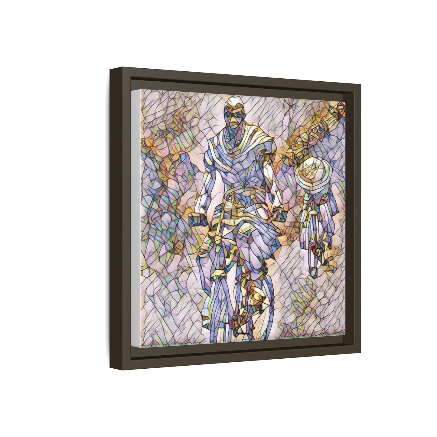 Framed Matte Canvas — Abstract Cyclist Artwork (Multi‑Color)