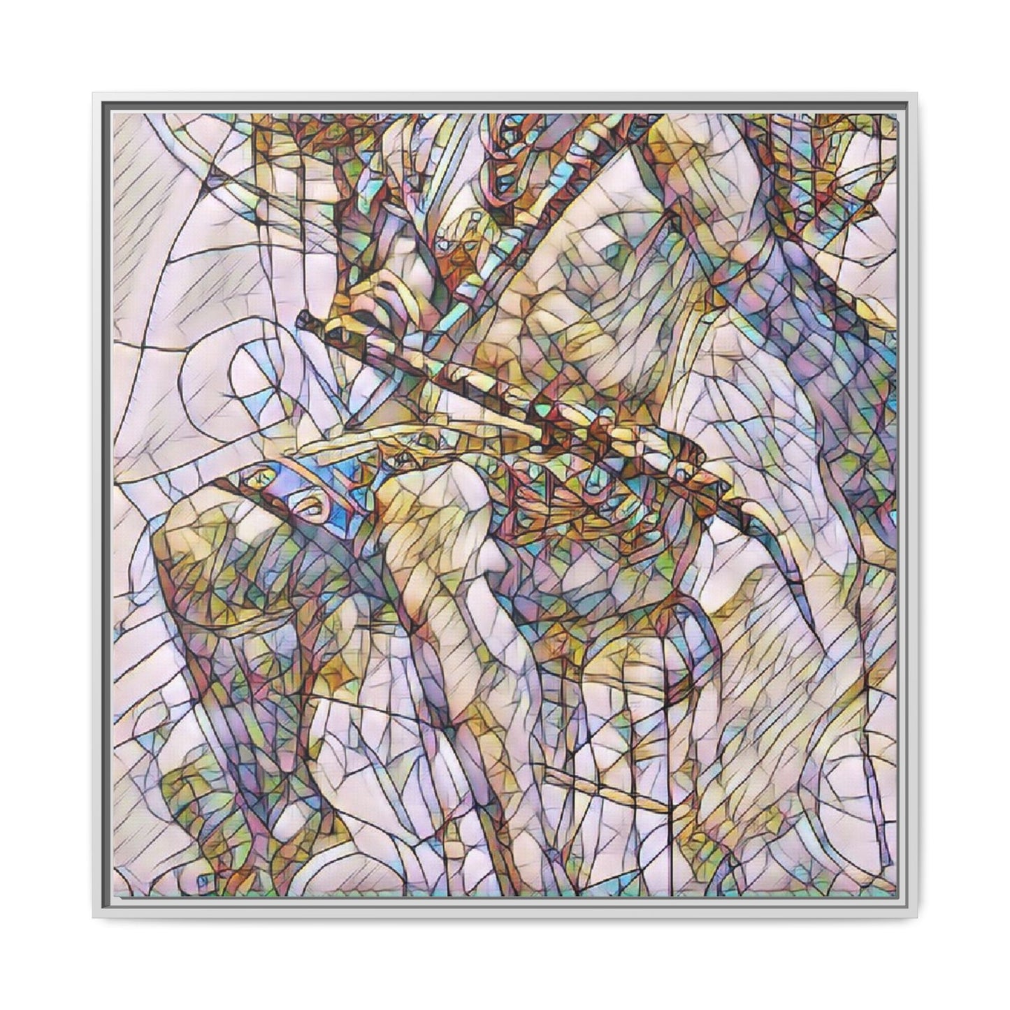 Framed Abstract Musician Canvas Art — Multi‑Color Jazz Saxophone Print