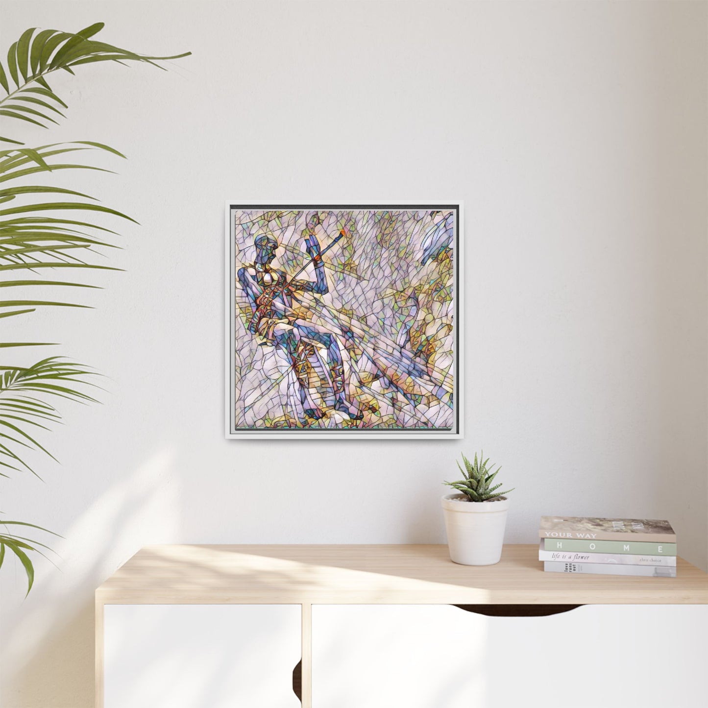 Abstract Stained-Glass Warrior Framed Canvas