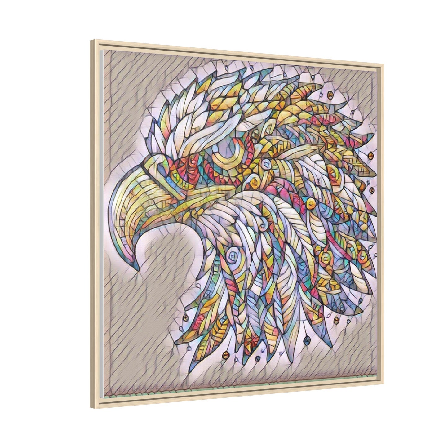 Colorful Eagle Head Matte Framed Canvas Art
