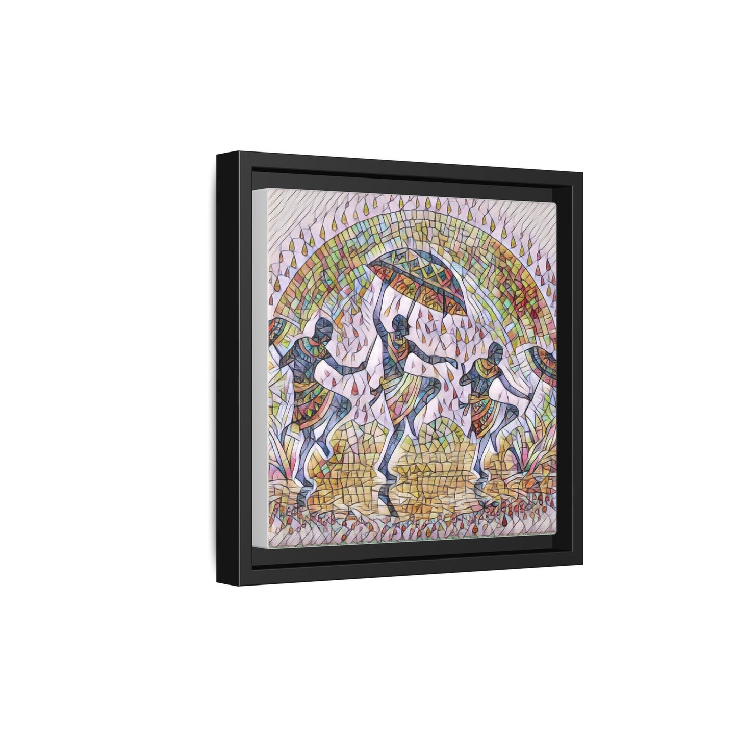 Framed Canvas Art — Colorful African Dance Mosaic