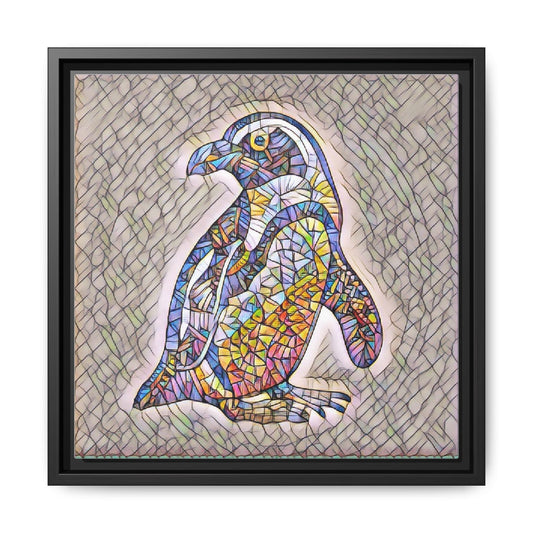 Stained Glass Penguin Framed Canvas