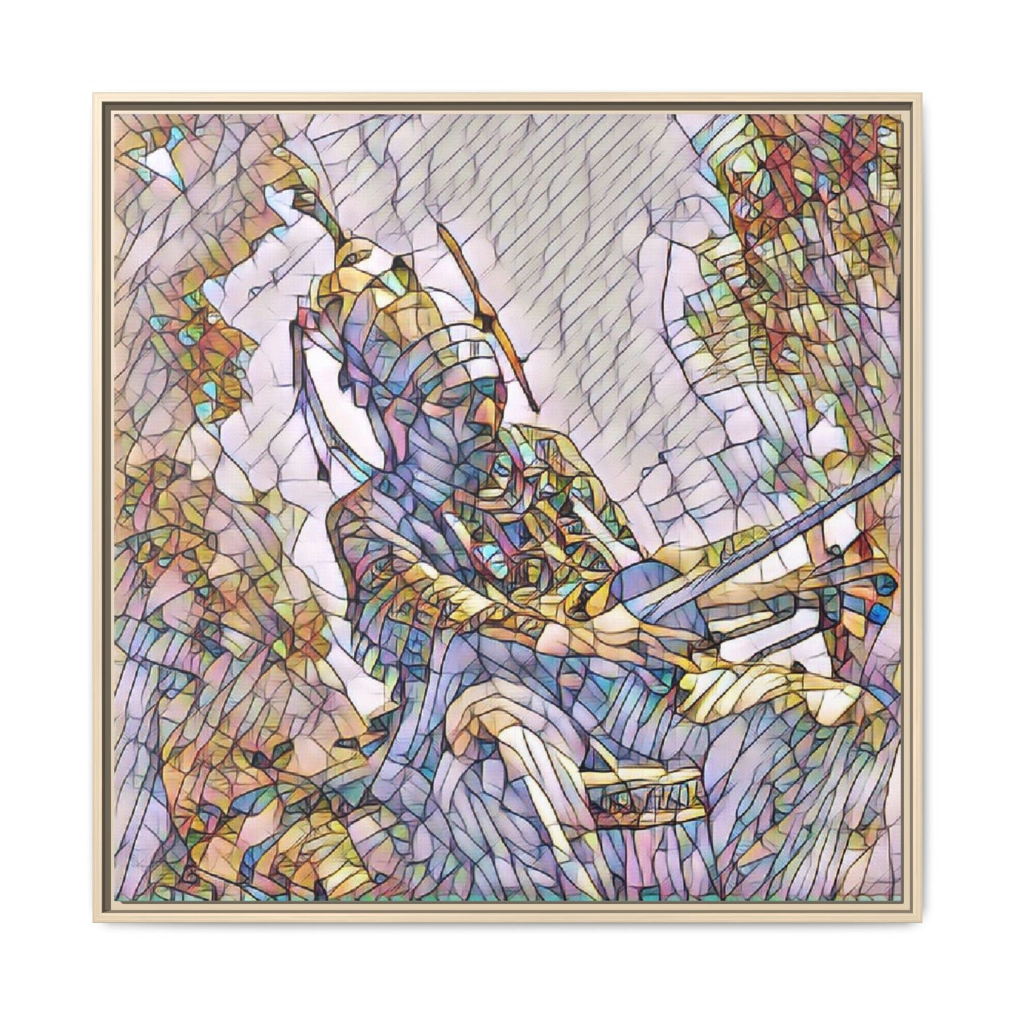 Framed Archery Canvas Print — Stained-Glass Archer Wall Art