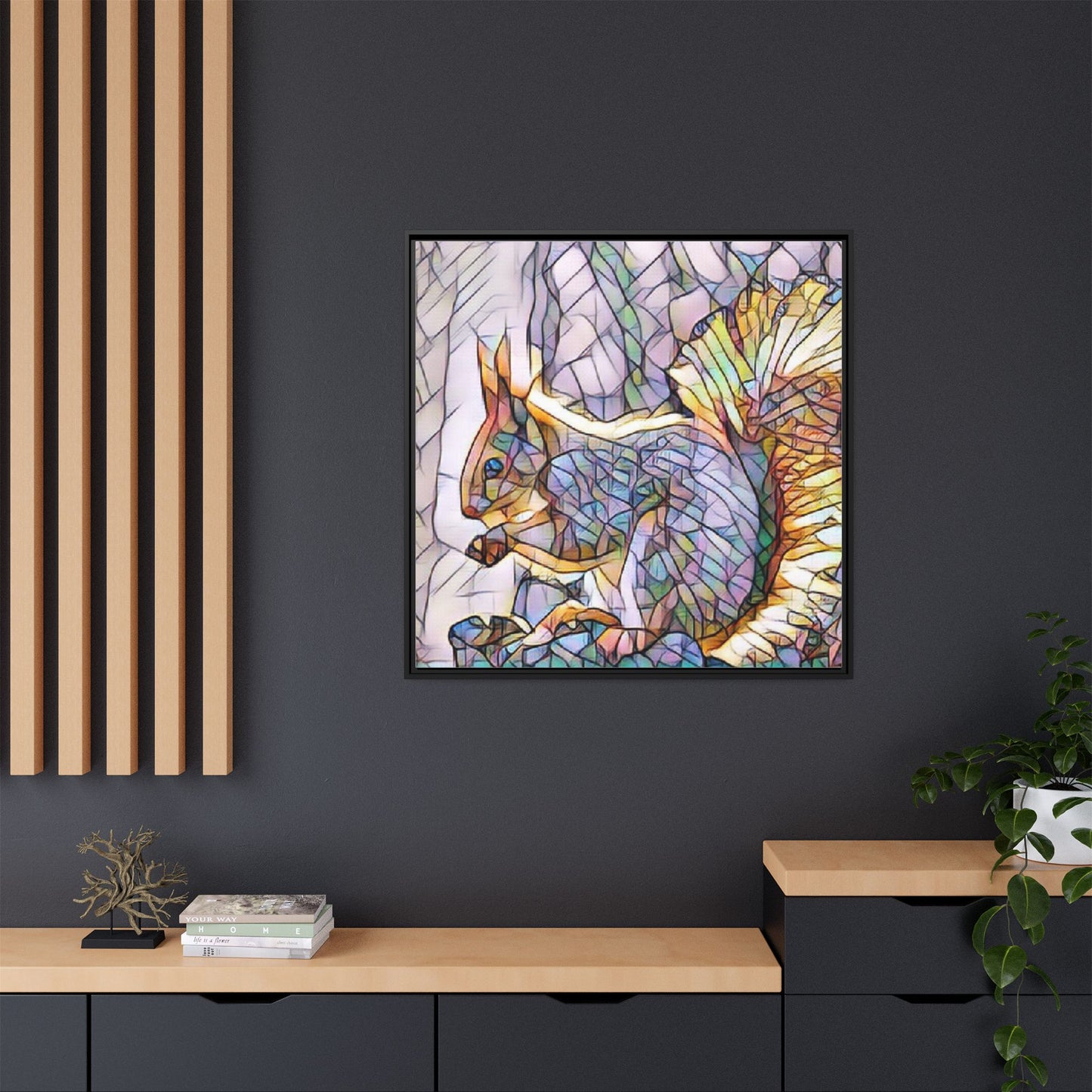 Framed Squirrel Mosaic Matte Canvas Wall Art