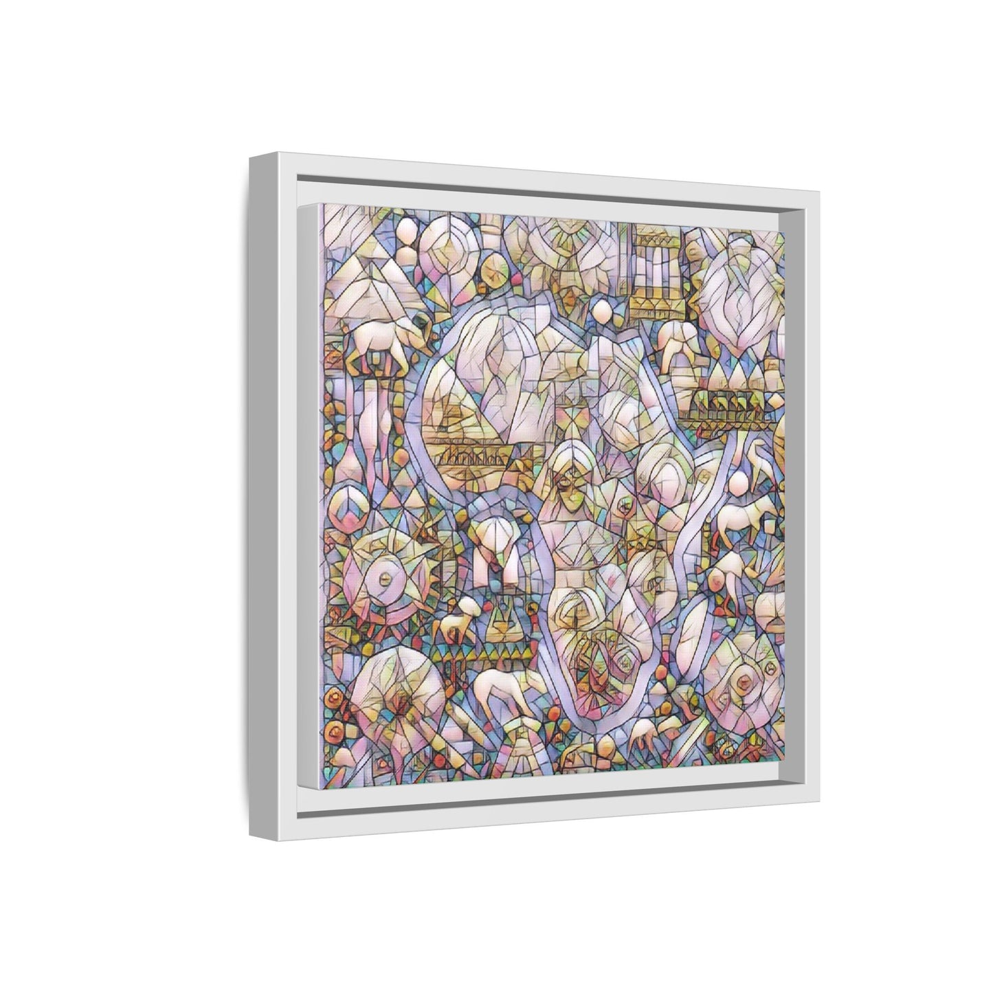 Abstract Stained-Glass Style Framed Canvas Print