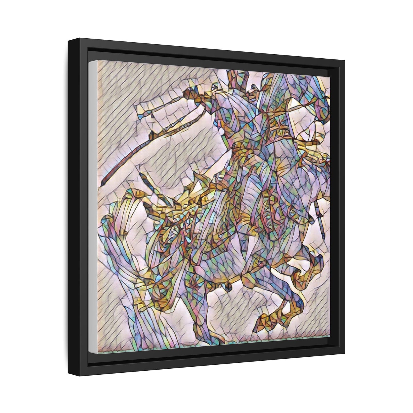Framed Abstract Stained-Glass Horse Canvas
