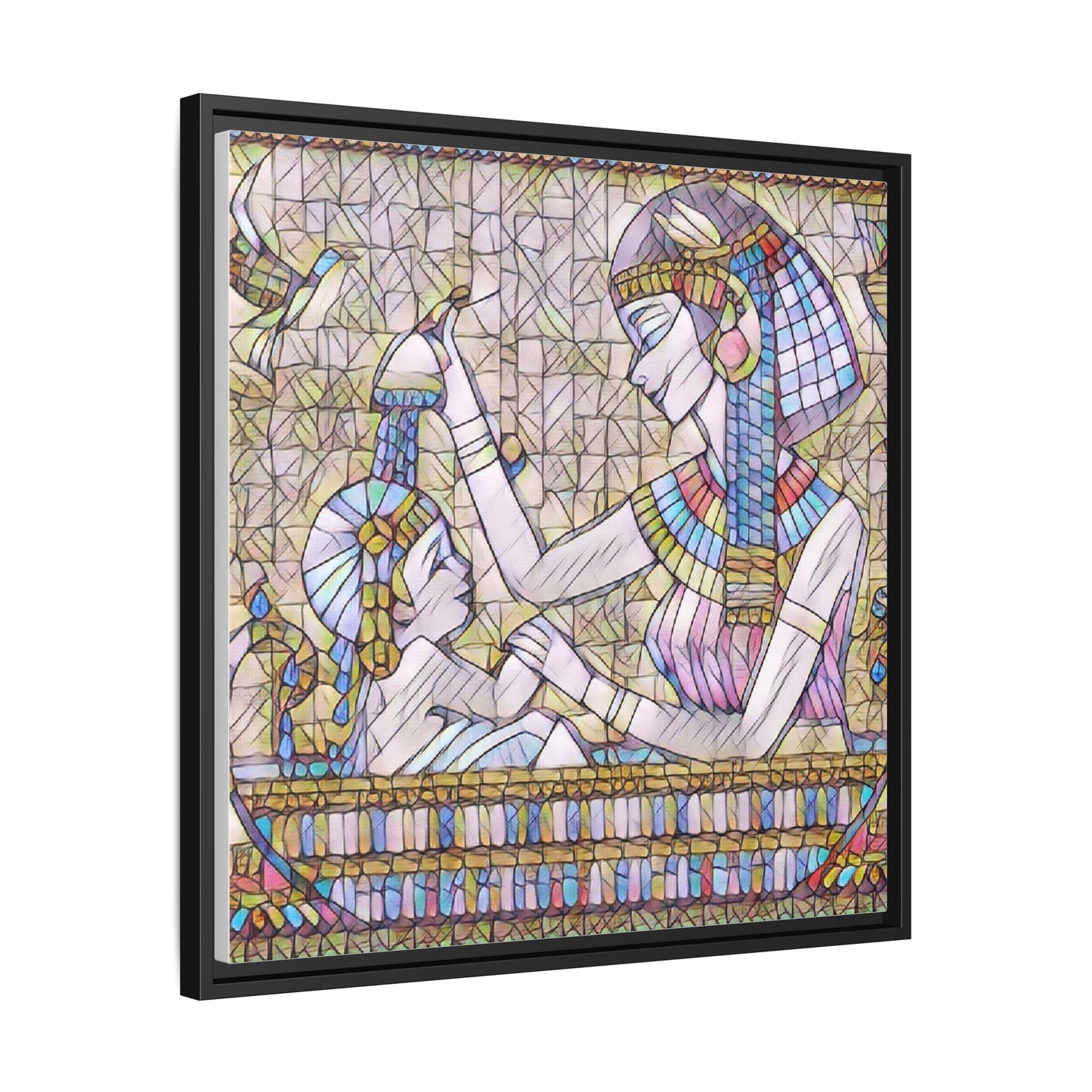 Egyptian Mosaic Mother & Child Framed Matte Canvas