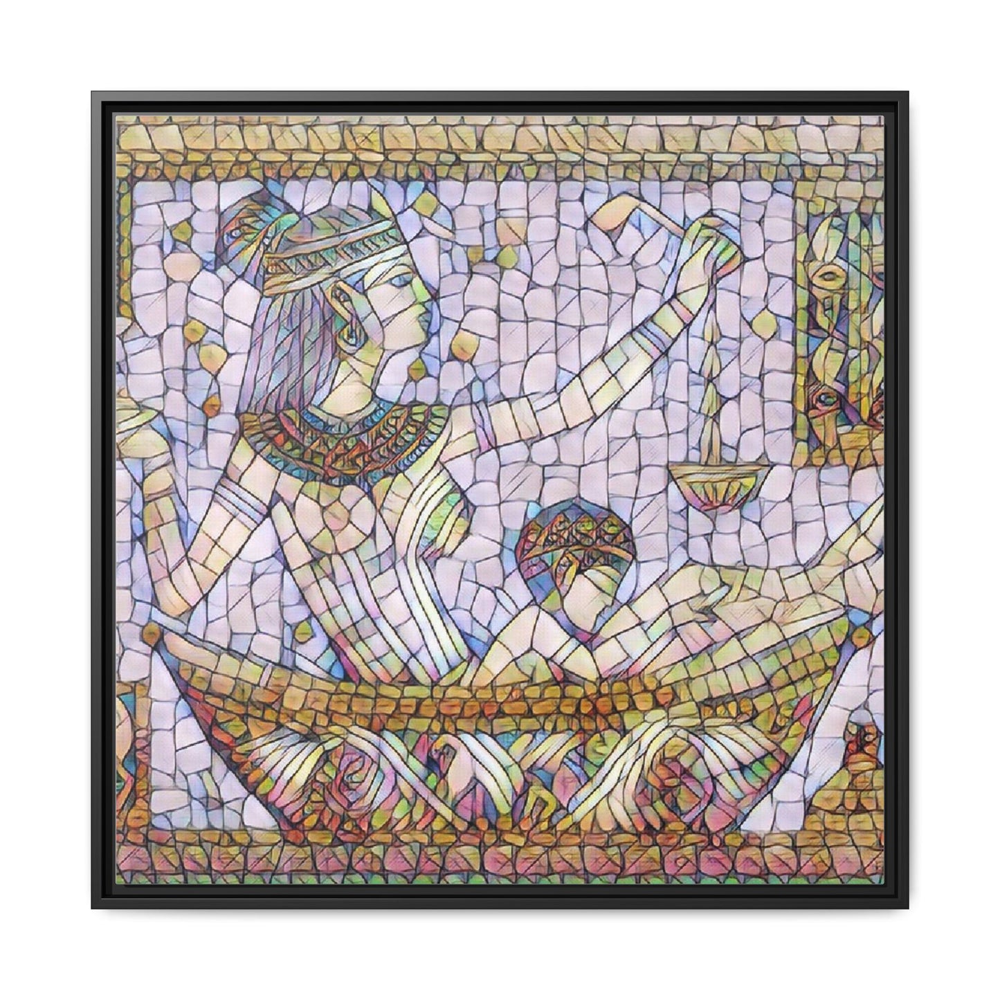 Egyptian Mosaic Goddess Matte Canvas Print (Framed)