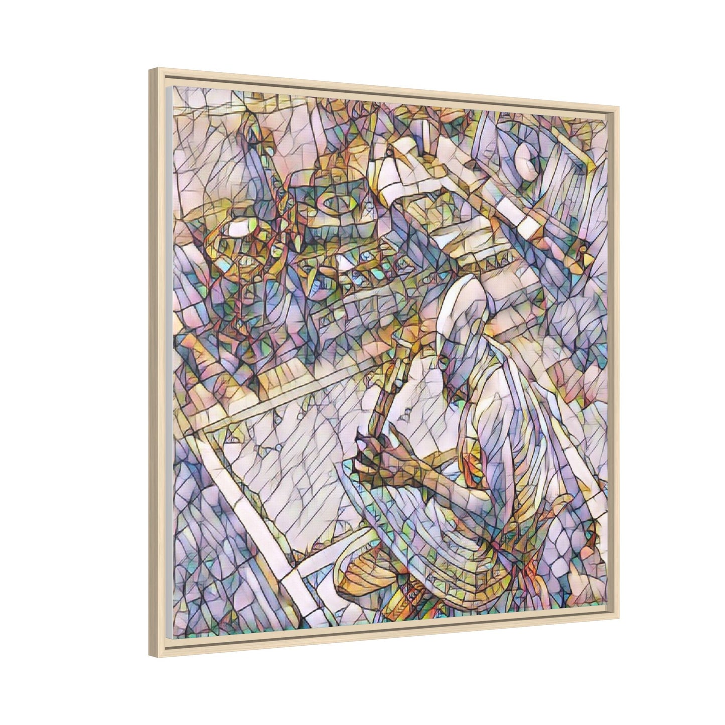 Stained-Glass DJ Matte Canvas Print (Framed) — Colorful Music Room Wall Art